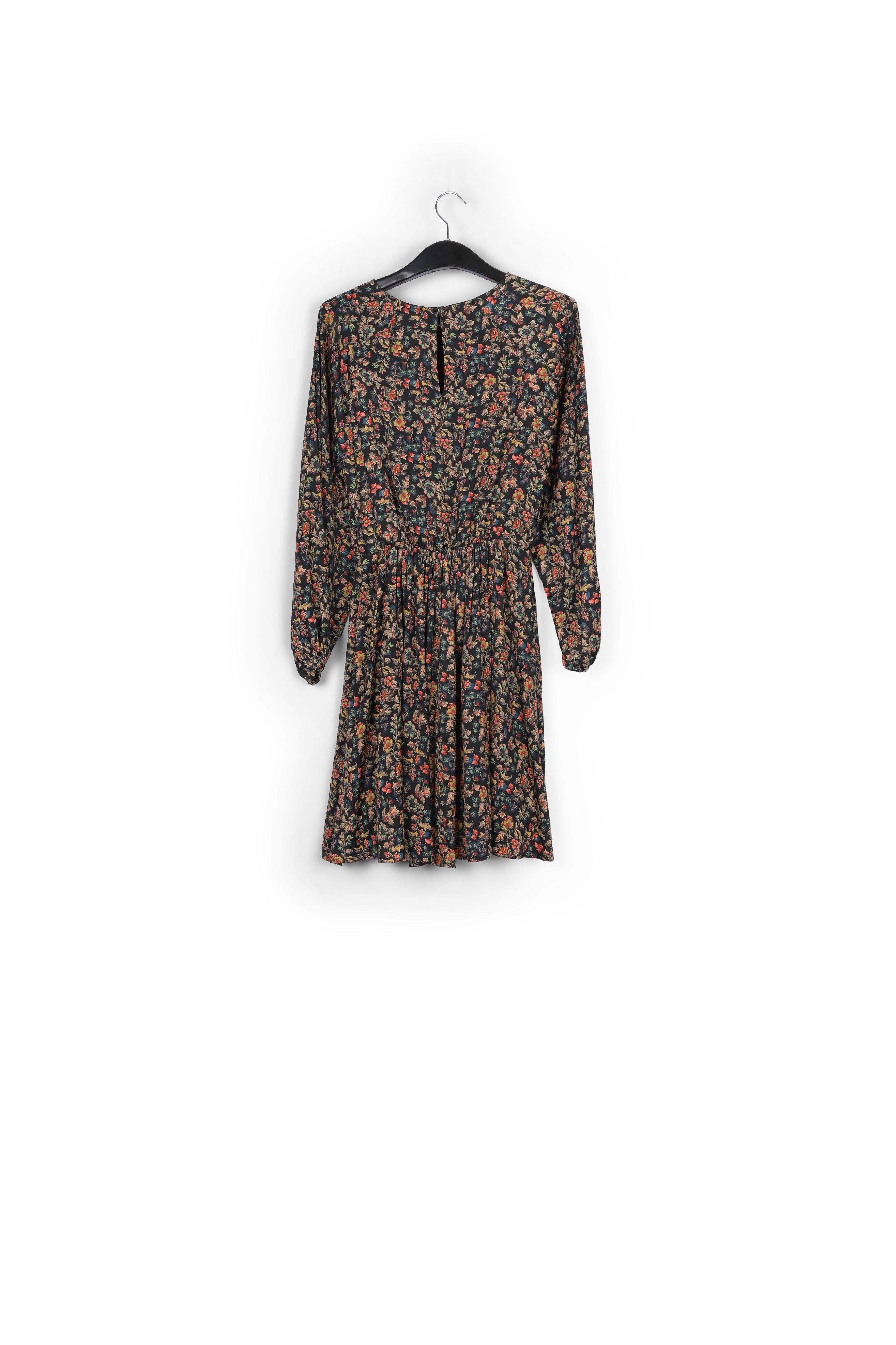 Brown long-sleeved mini dress with flower print RE—SSENTIEL | Essentiel second hand