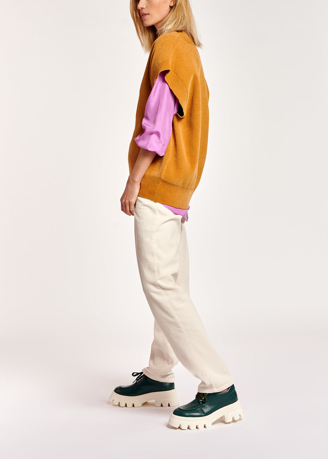 Camel sleeveless knitted vest RE—SSENTIEL | Essentiel second hand