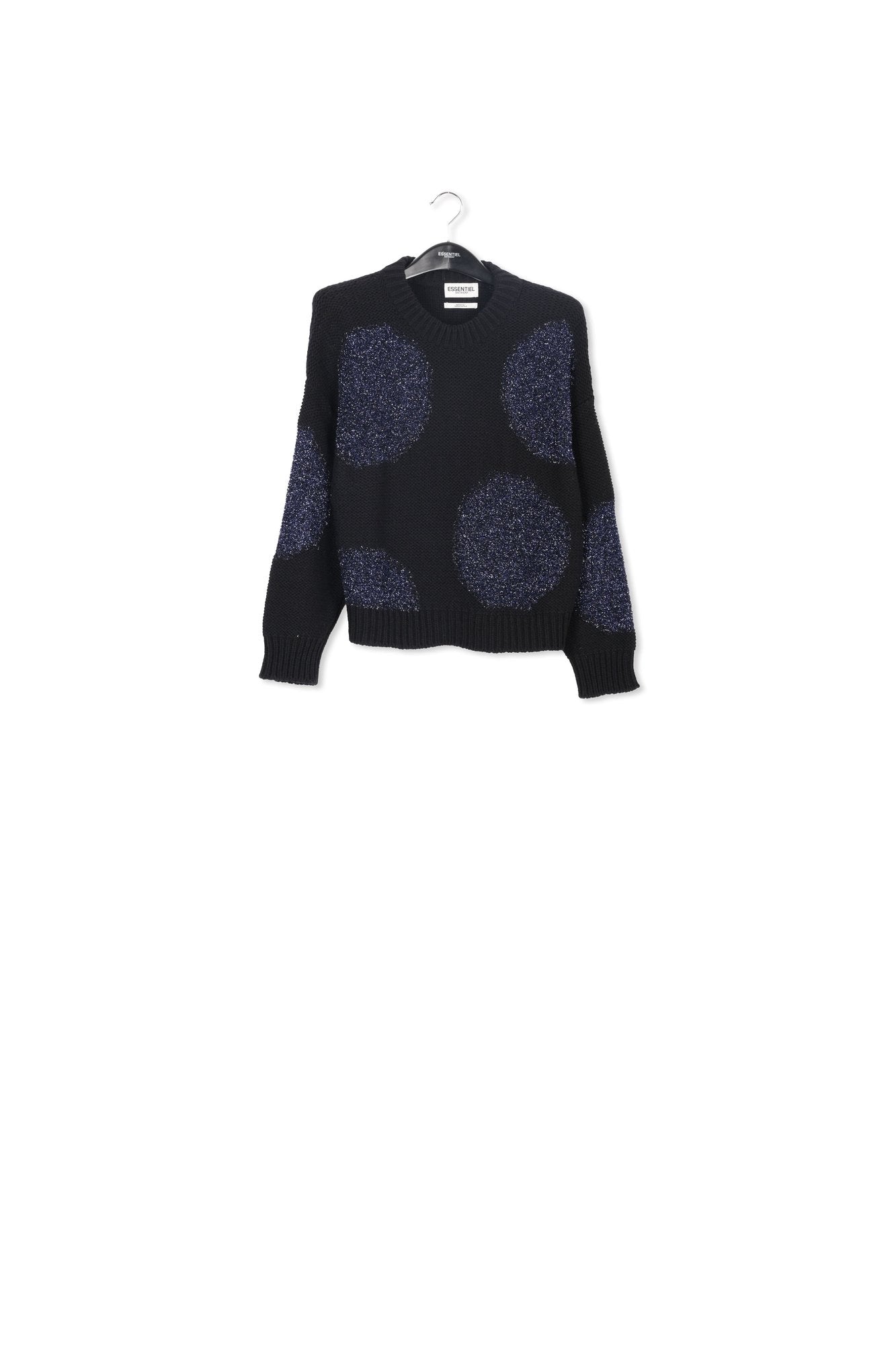 Black and dark blue intarsia-knitted sweater RE—SSENTIEL | Essentiel second hand