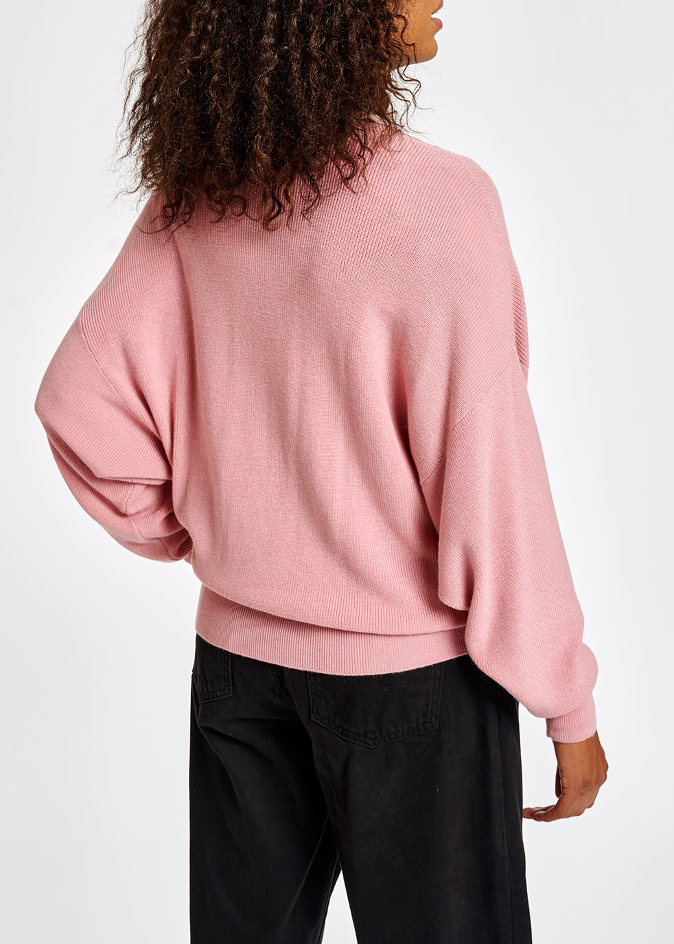 Pink ribbed V-neck sweater RE—SSENTIEL | Essentiel second hand
