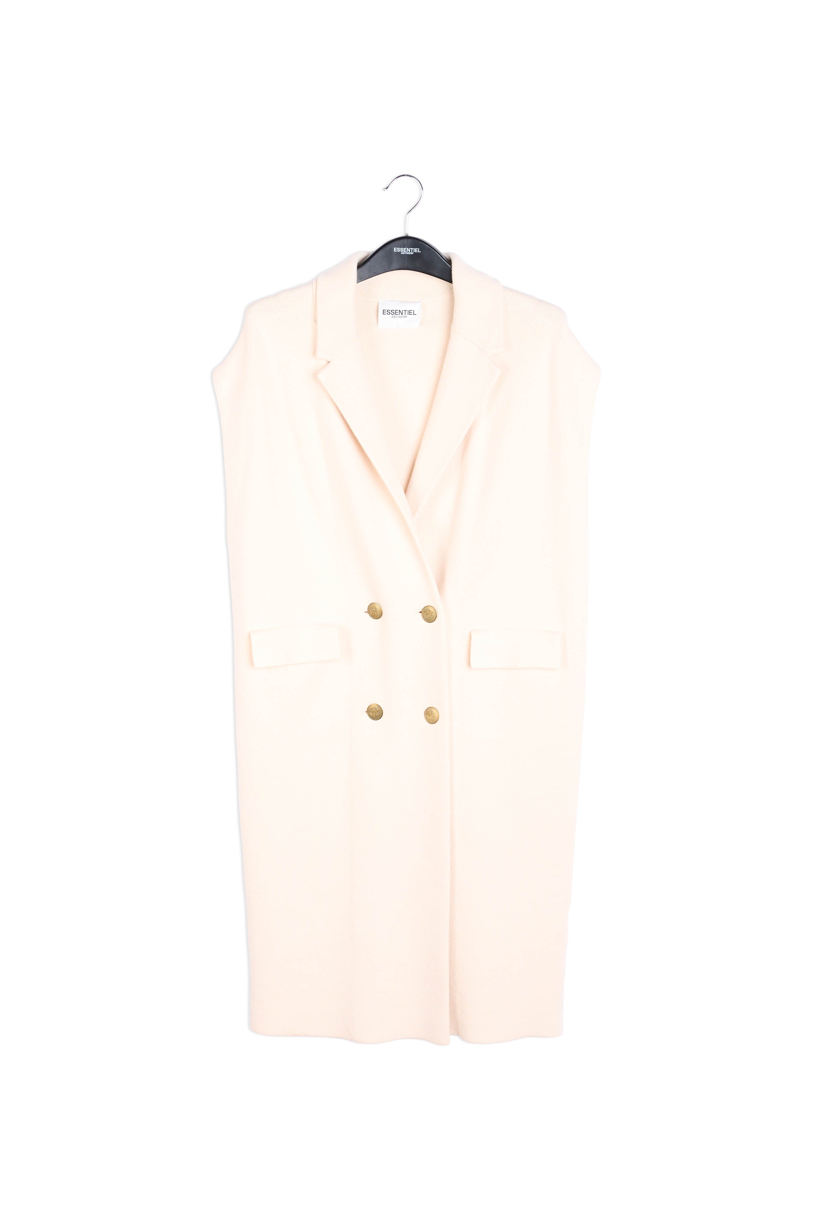 Gebroken witte midilange cardigan zonder mouwen RE—SSENTIEL | Essentiel second hand