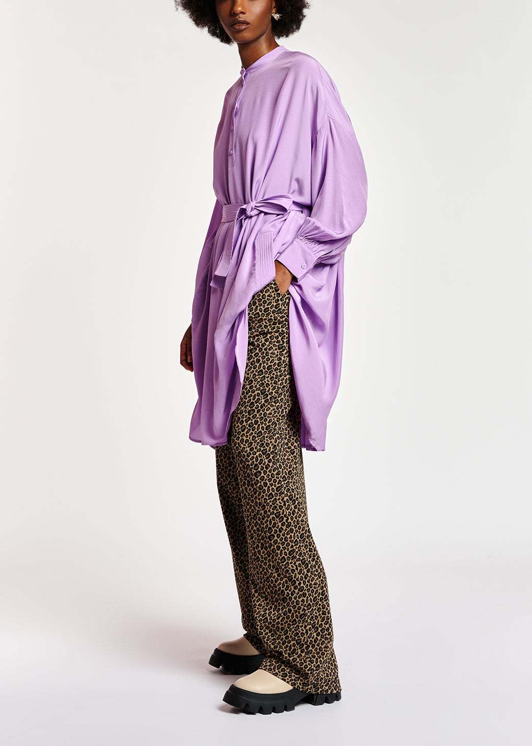 Robe chemise lilas au dos plissé RE—SSENTIEL | Essentiel second hand