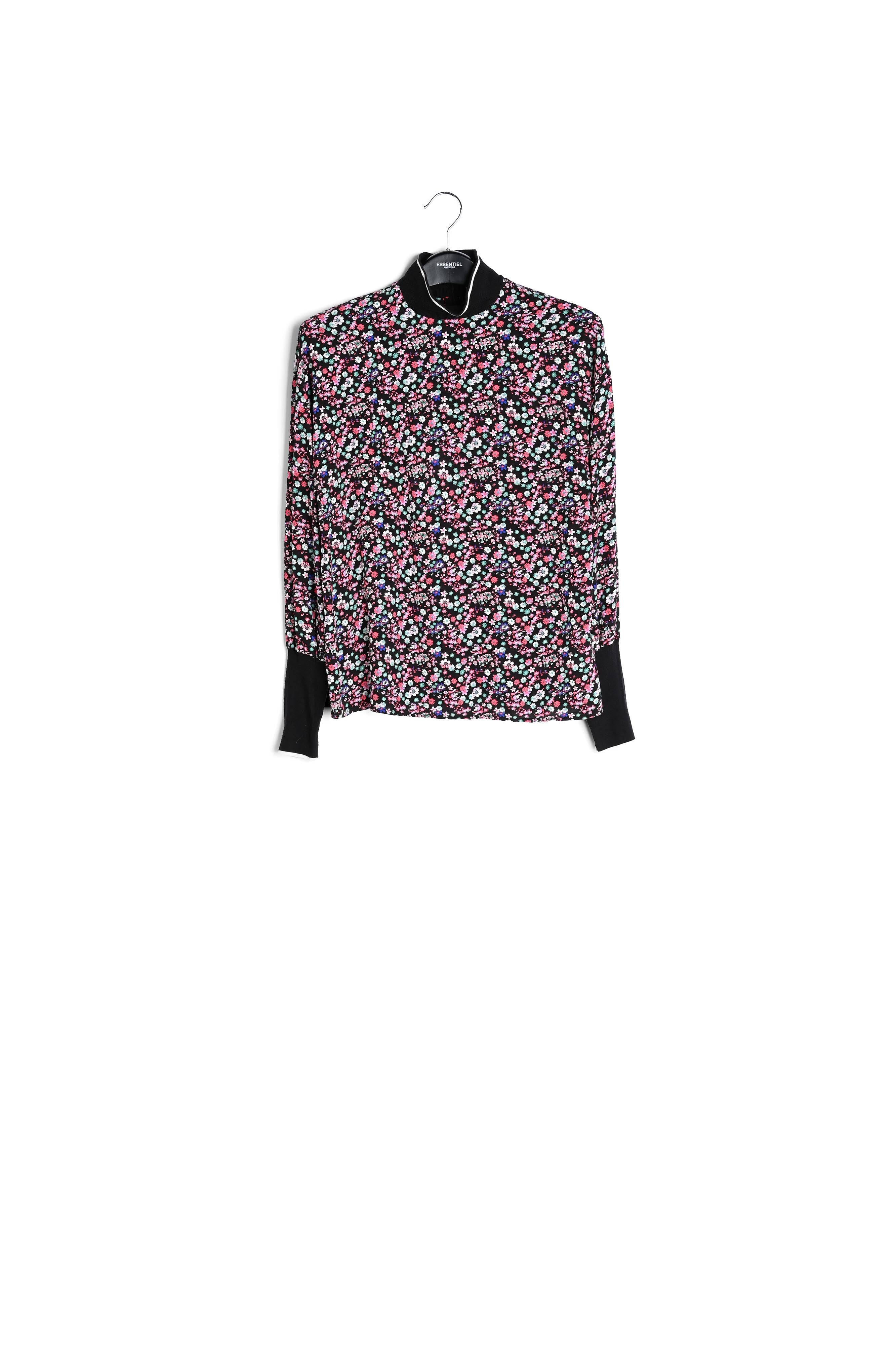 Top noir à fleurs avec bords contrastants RE—SSENTIEL | Essentiel second hand