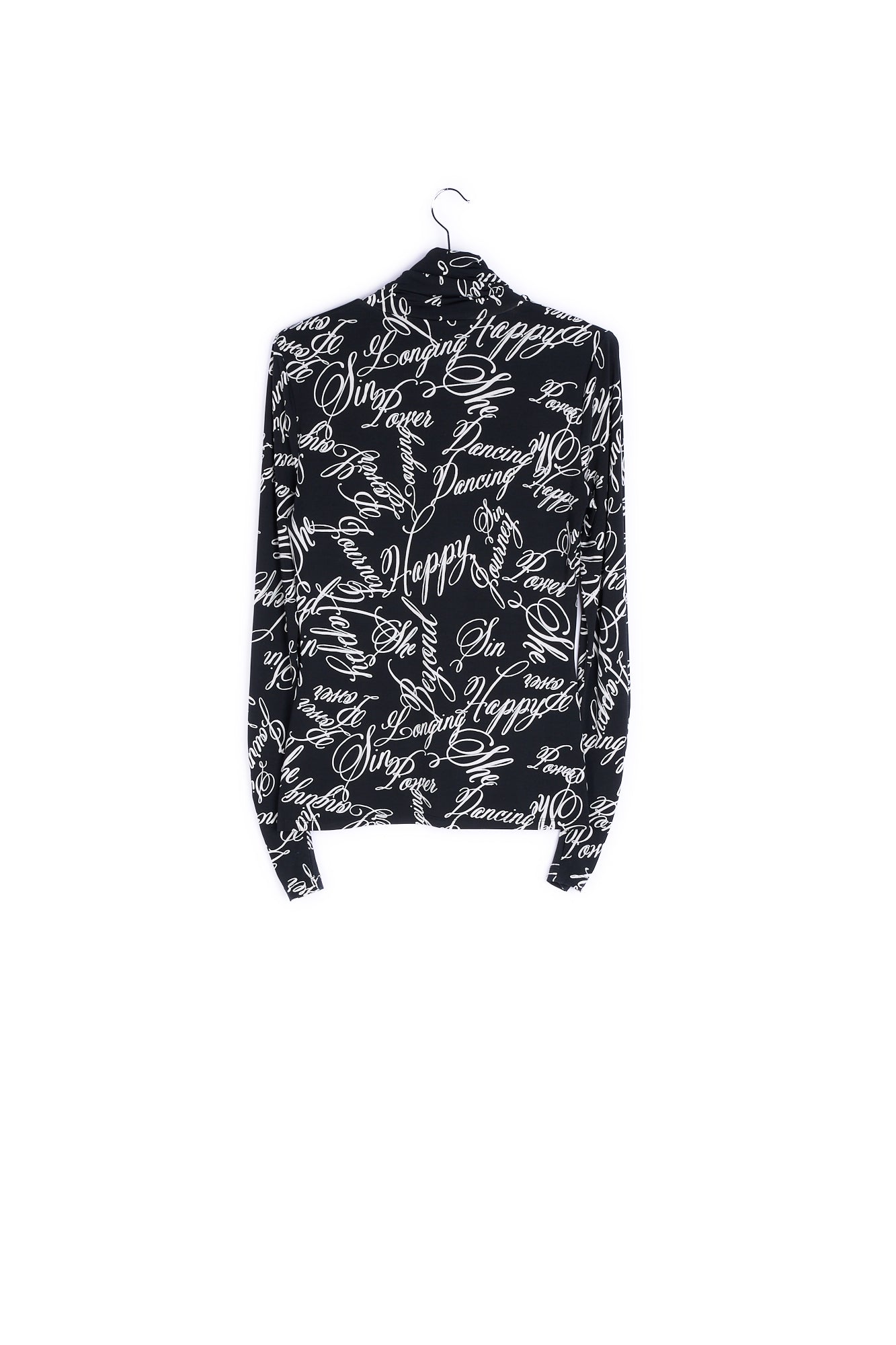 Black turtleneck top with floral-print RE—SSENTIEL | Essentiel second hand