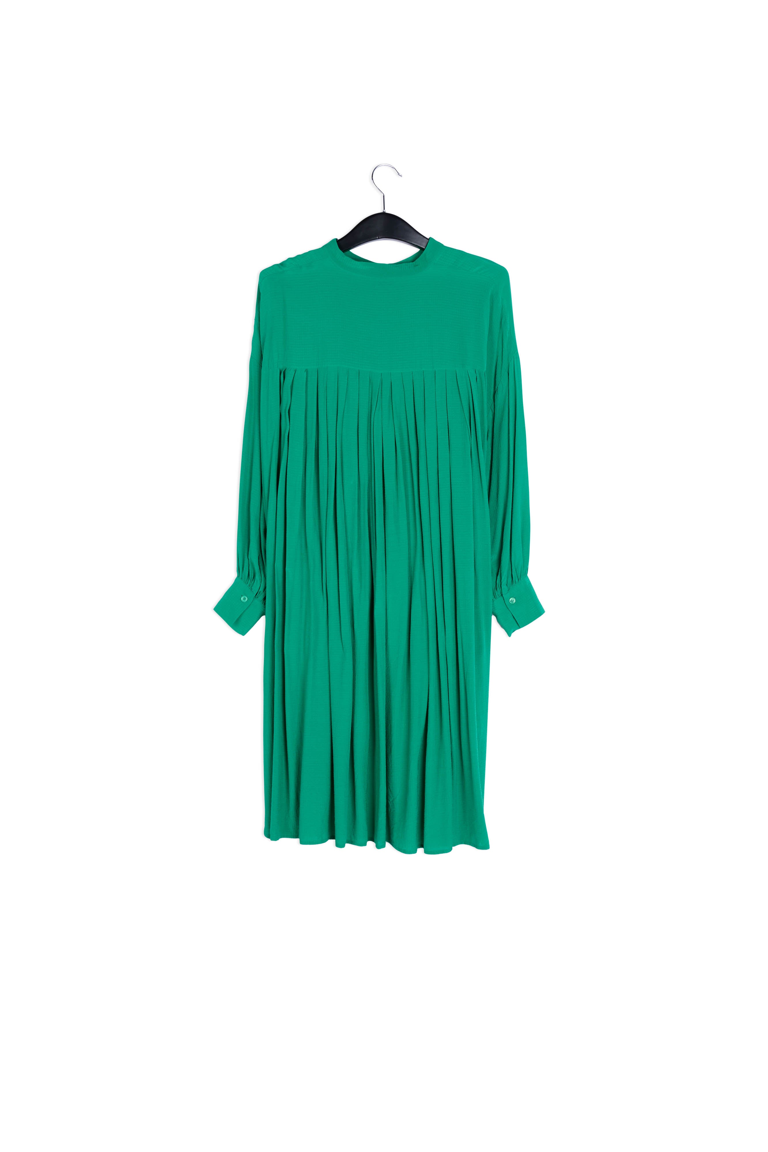 Robe chemise verte au dos plissé RE—SSENTIEL | Essentiel second hand