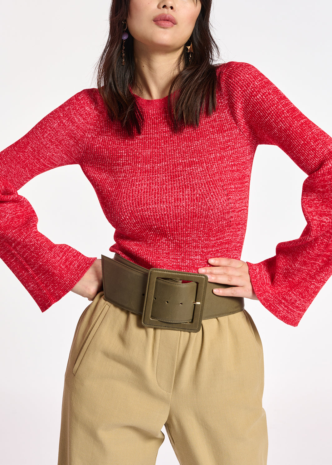 Pull en tricot mêlé rouge et rose RE—SSENTIEL | Essentiel second hand