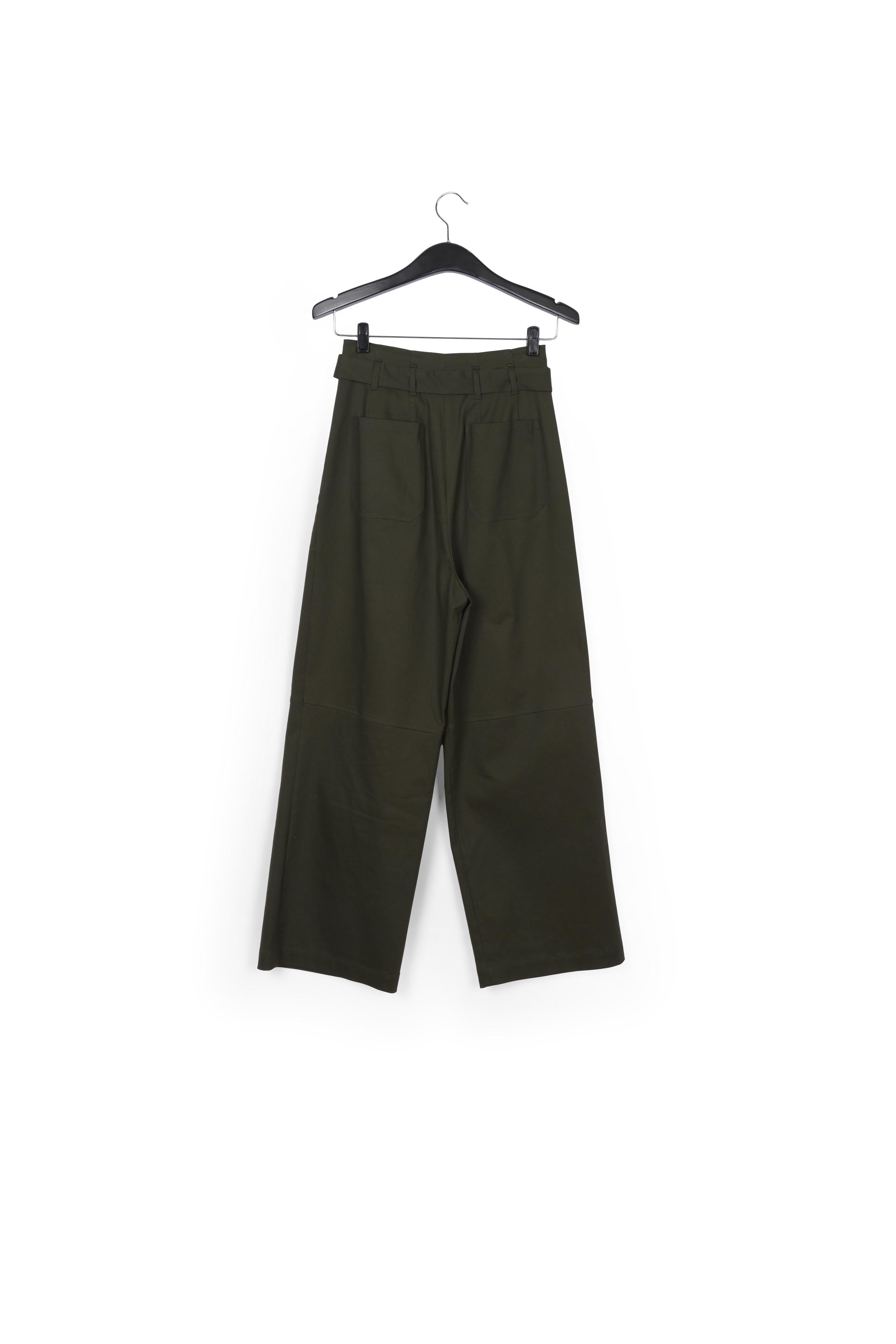 Pantalon droit vert foncé avec ceinture RE—SSENTIEL | Essentiel second hand