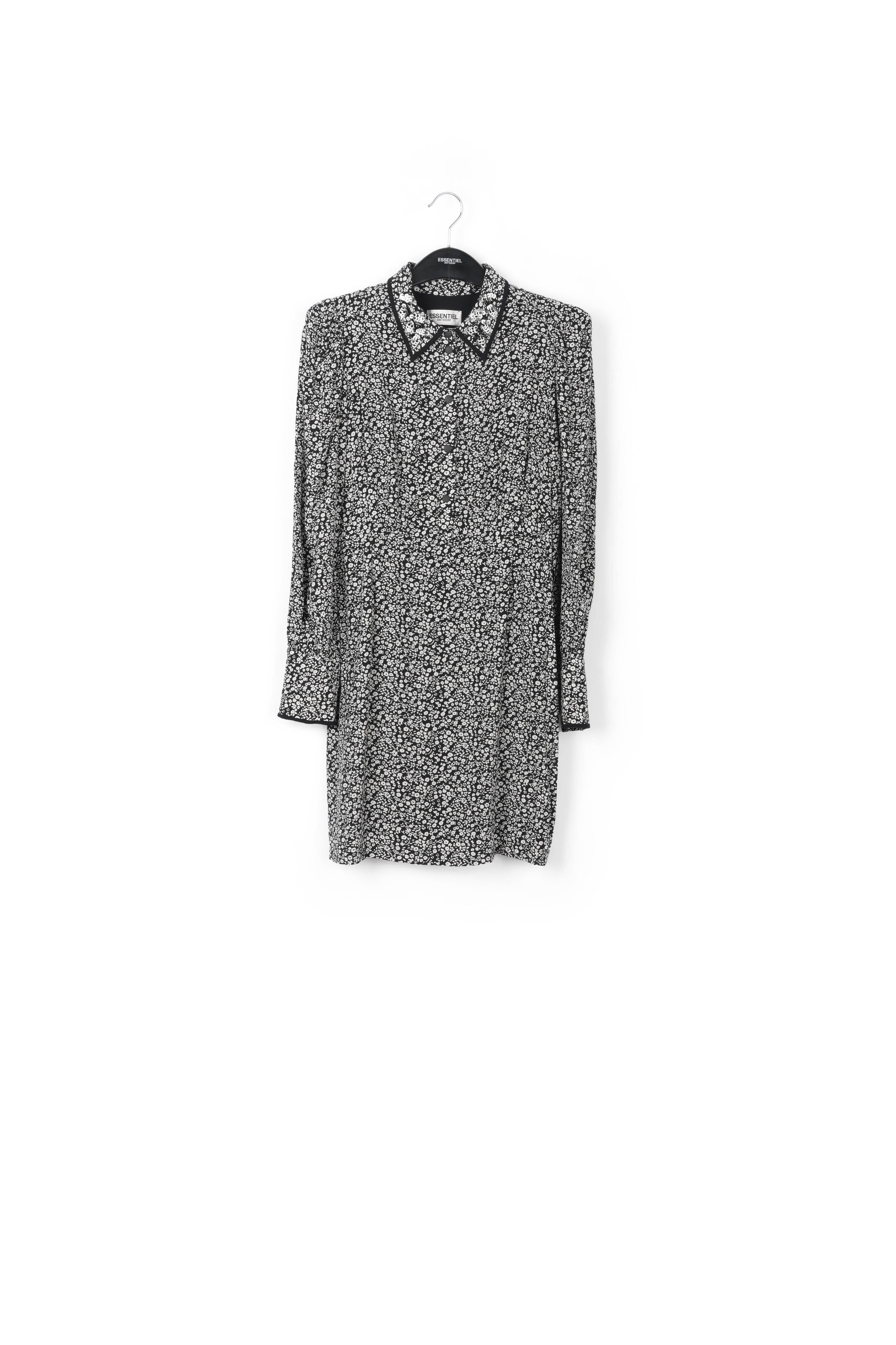 Robe midi à fleurs noire et blanc cassé RE—SSENTIEL | Essentiel second hand