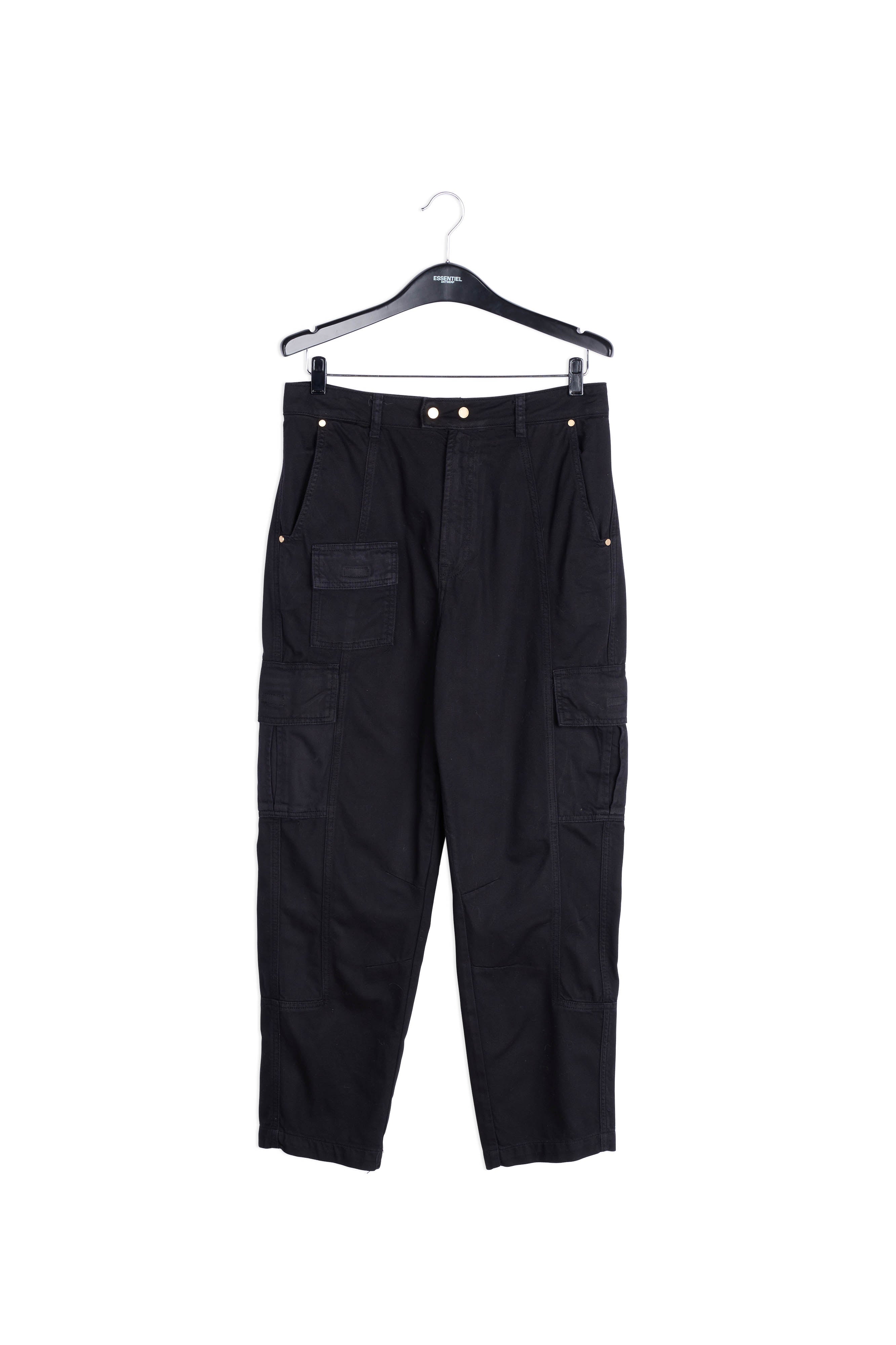 Zwarte cargojeans met rechte pijpen RE—SSENTIEL | Essentiel second hand