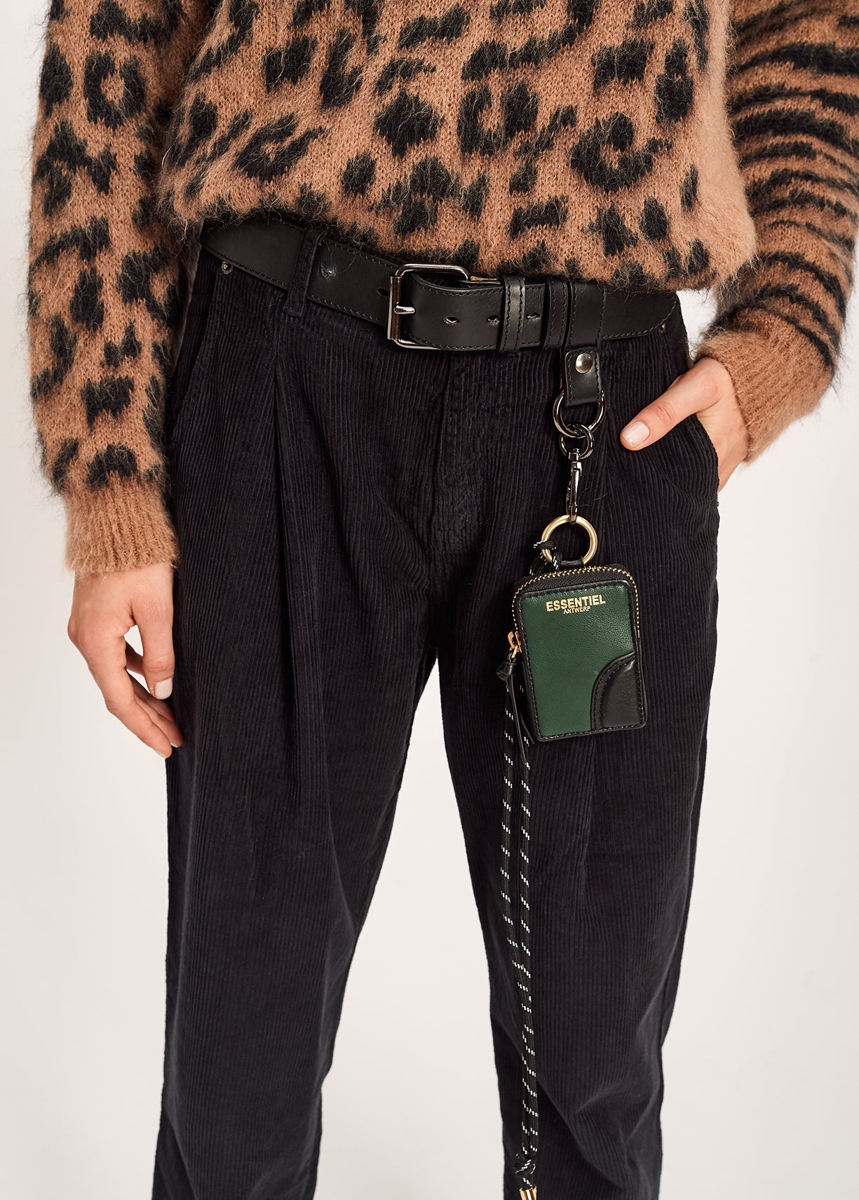 Black cotton-corduroy trousers RE—SSENTIEL | Essentiel second hand