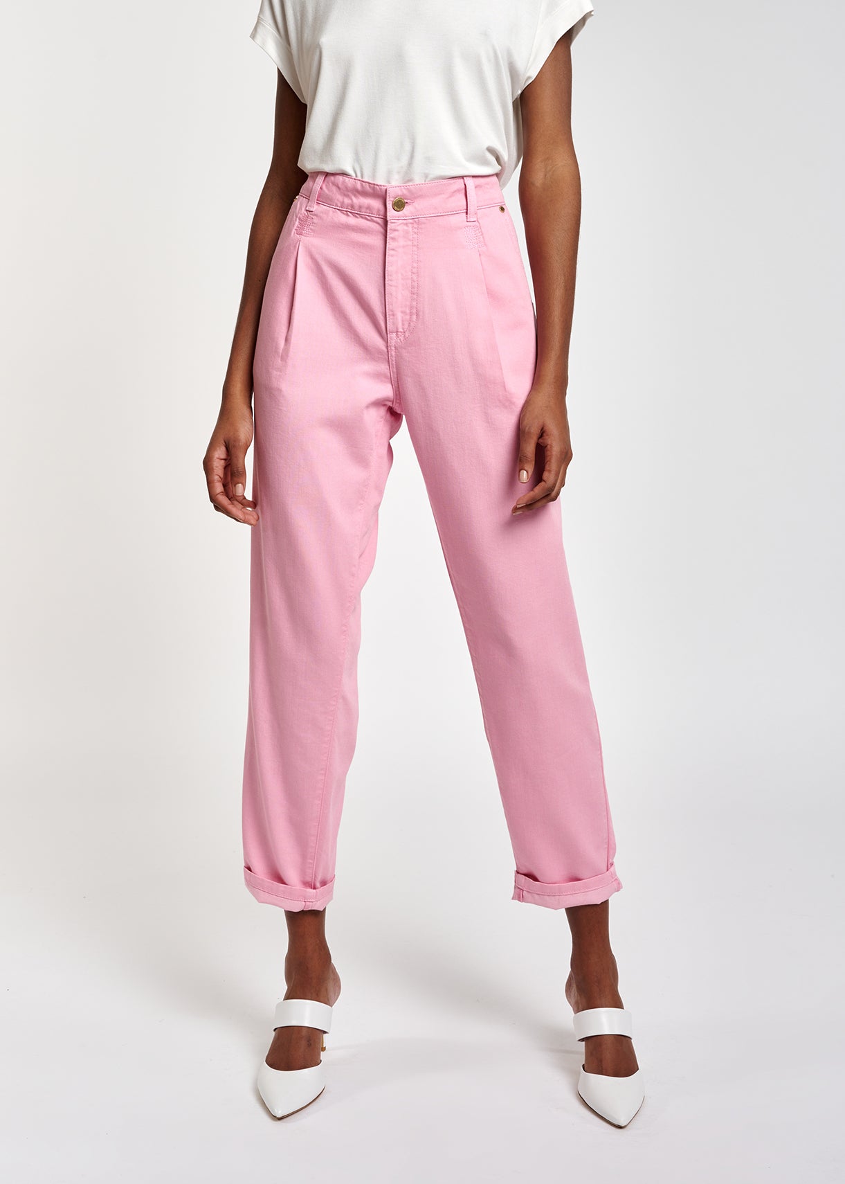 Light pink loose-fit denim pants RE—SSENTIEL | Essentiel second hand