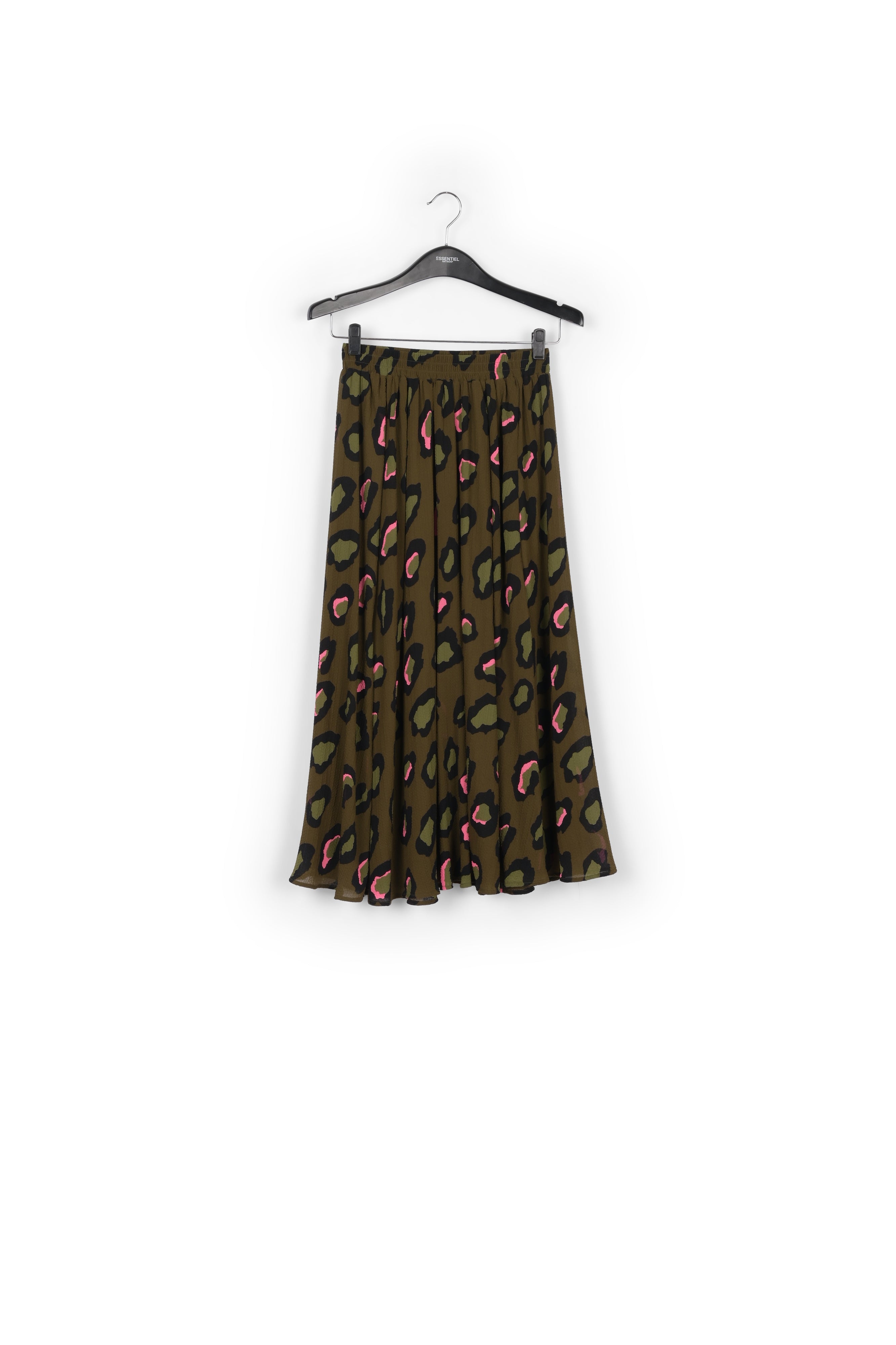 Kaki midirok met luipaardprint RE—SSENTIEL | Essentiel second hand