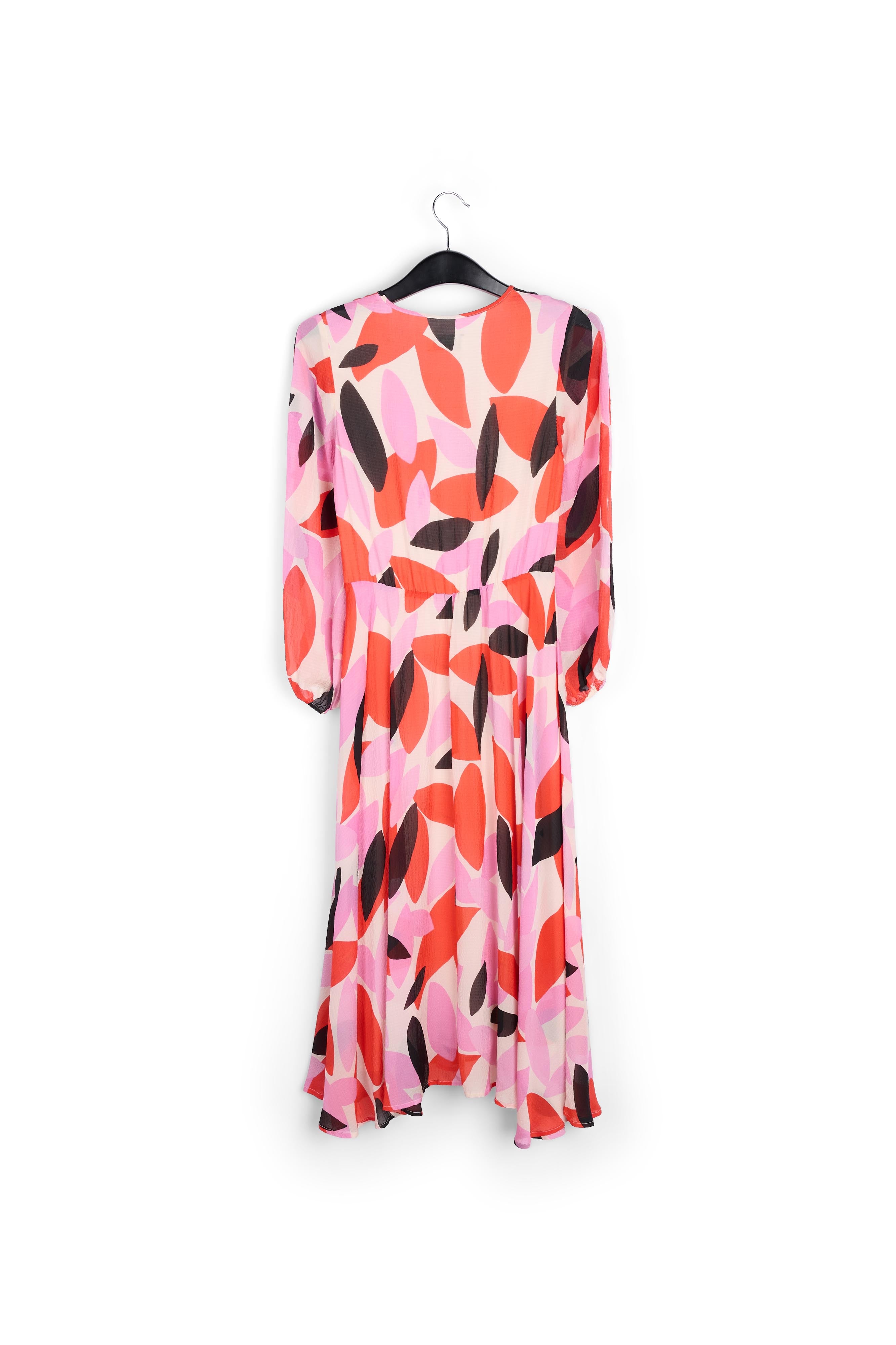 Off-white, red and pink abstract print midi-length dress RE—SSENTIEL | Essentiel second hand
