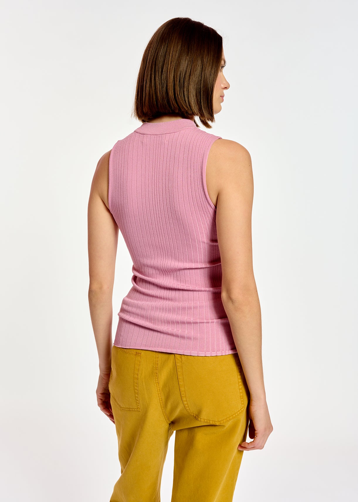 Lilac fitted ribbed-knit top RE—SSENTIEL | Essentiel second hand