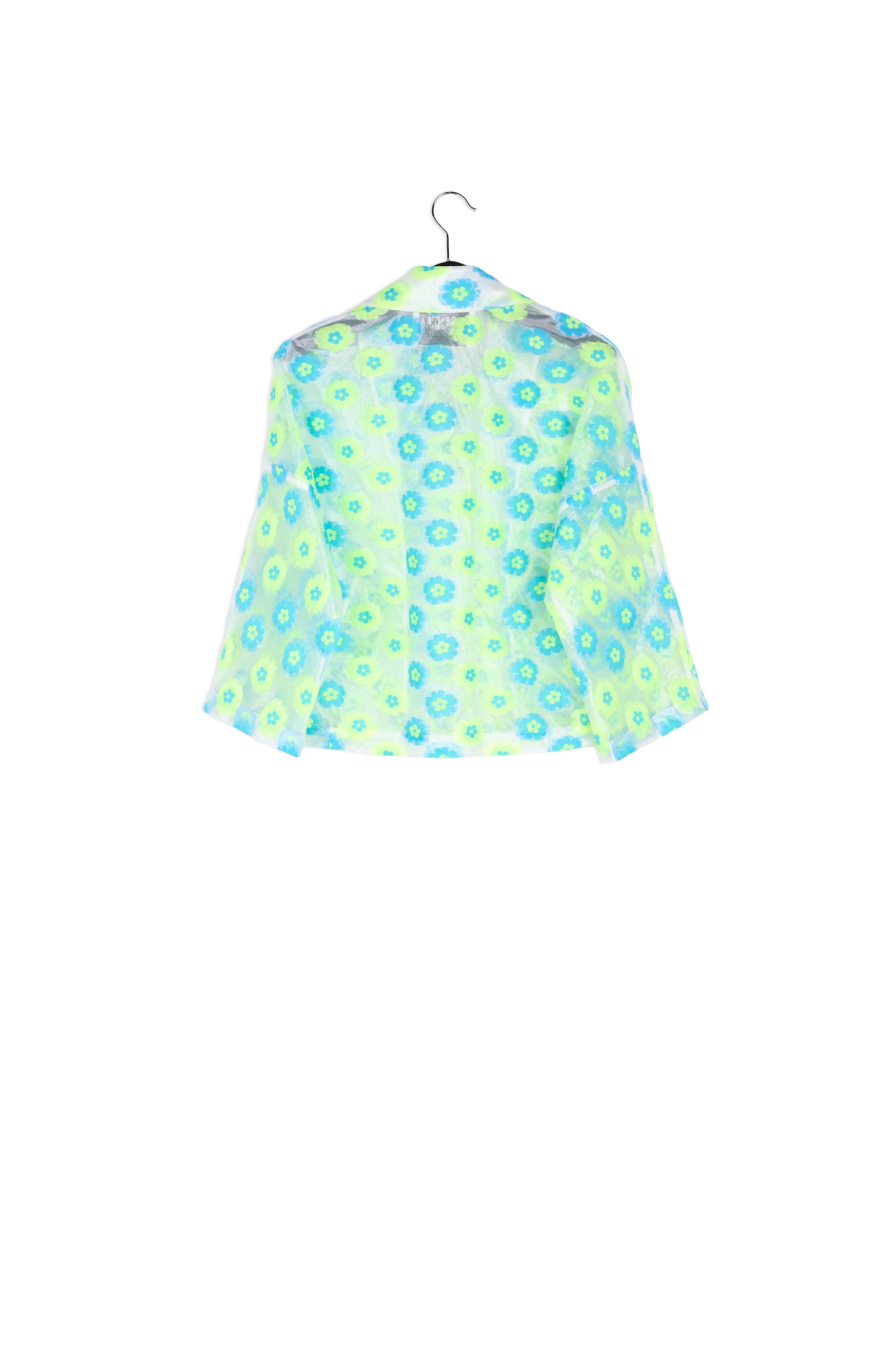 Neon green and blue floral-print see-through jacket RE—SSENTIEL | Essentiel second hand