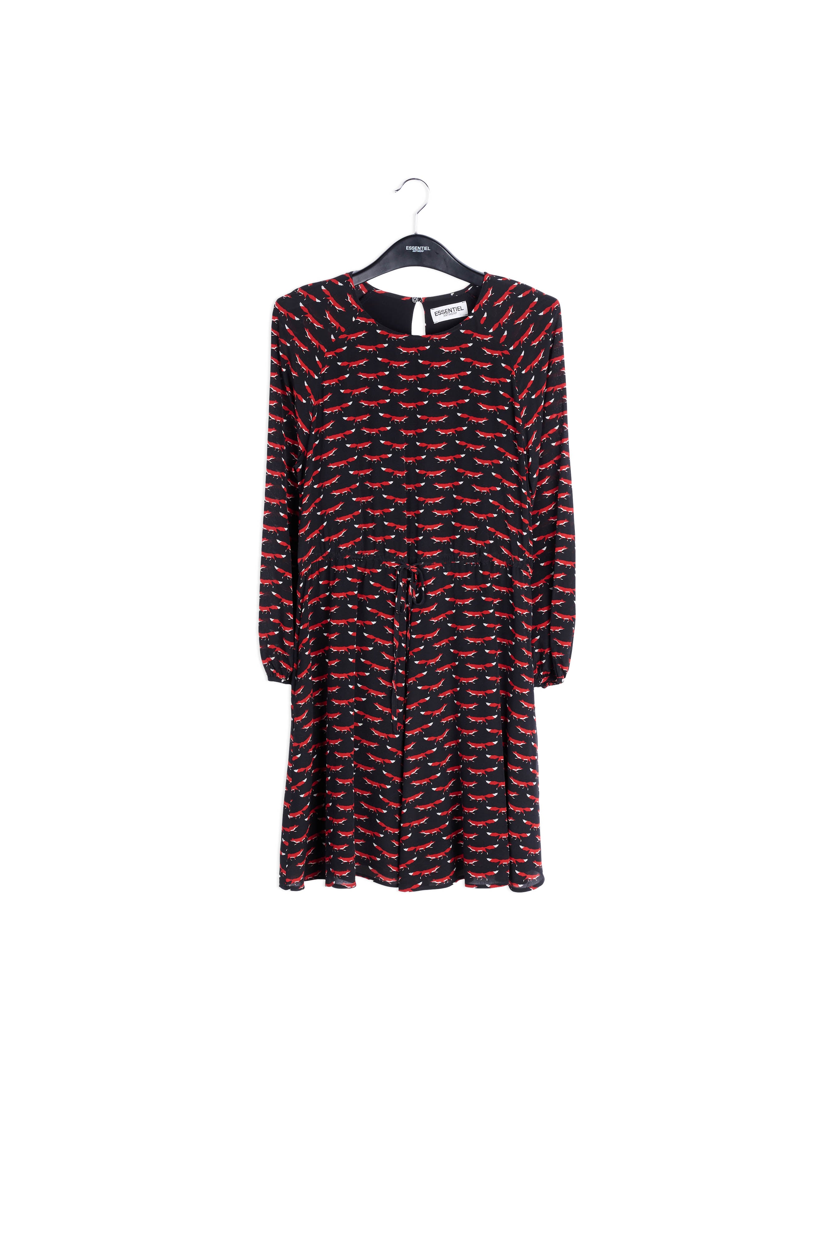 Black silk mini dress with fox print RE—SSENTIEL | Essentiel second hand