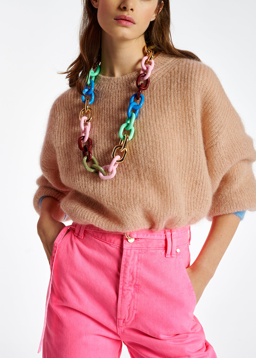 Jean rose fluo aux jambes larges RE—SSENTIEL | Essentiel second hand