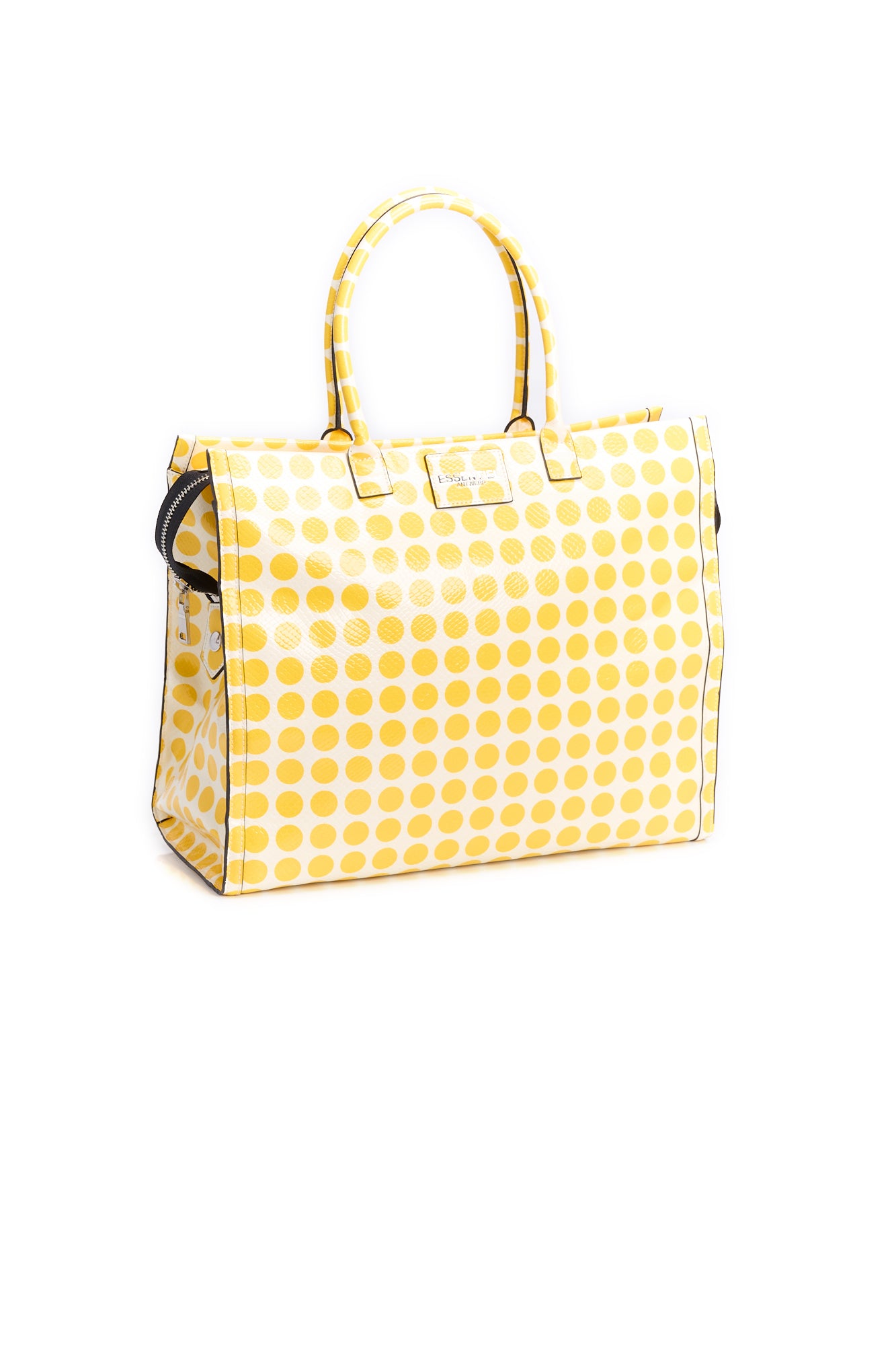 Large white and yellow dotted shopper bag RE—SSENTIEL | Essentiel second hand