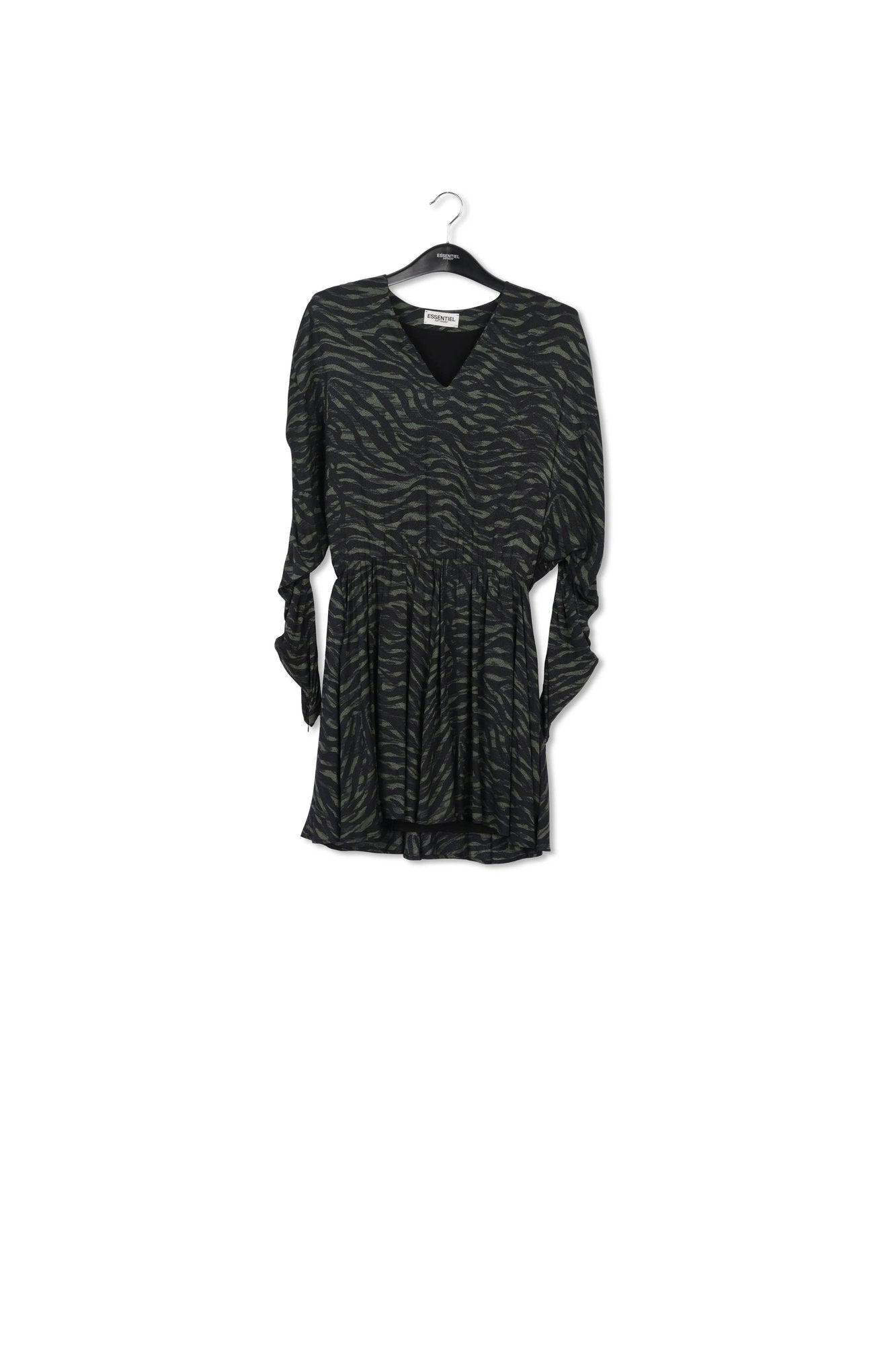 Khaki and black zebra print mini dress RE—SSENTIEL | Essentiel second hand