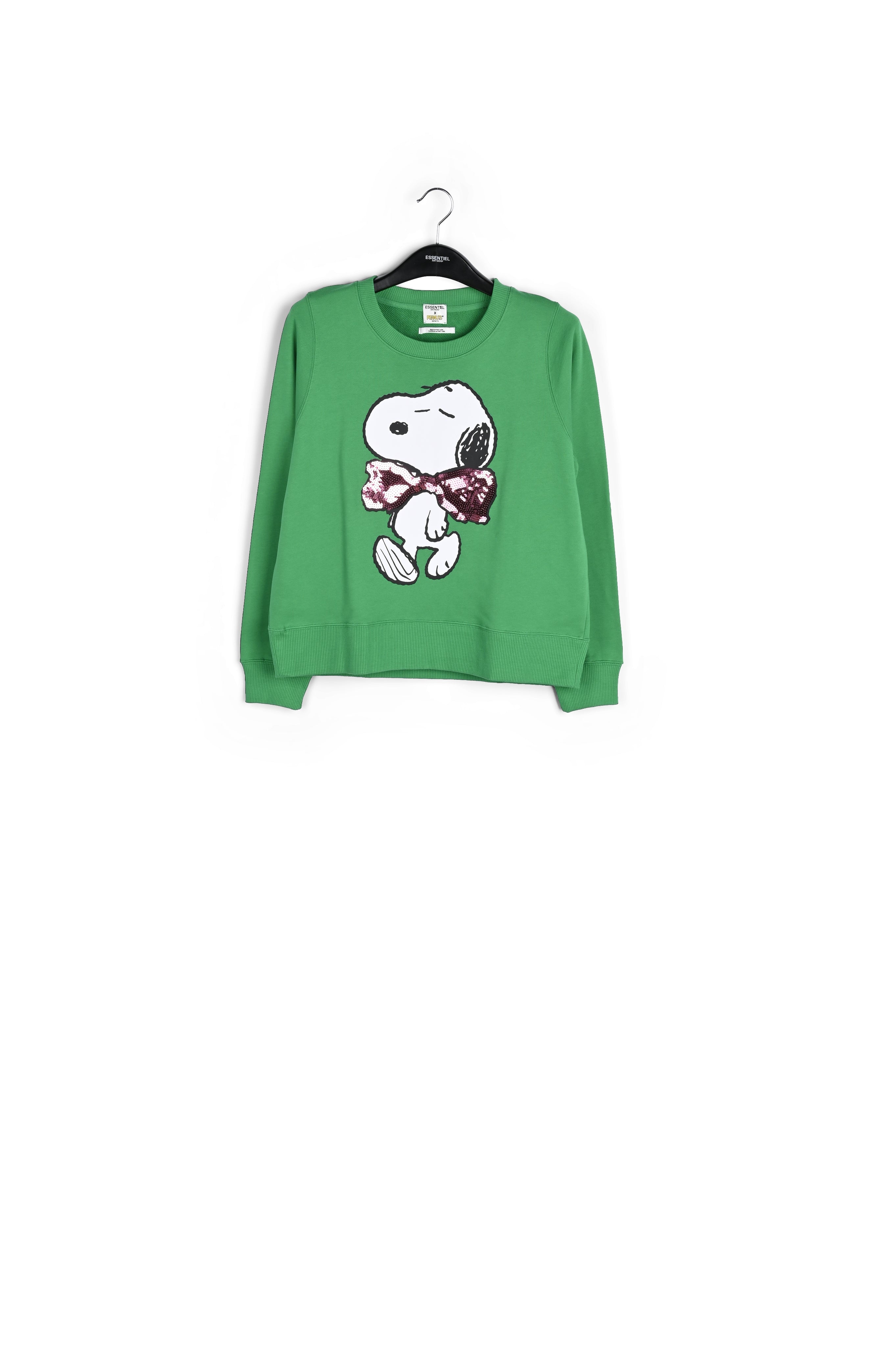 Grass green snoopy print sweatshirt with sequin details RE—SSENTIEL | Essentiel second hand