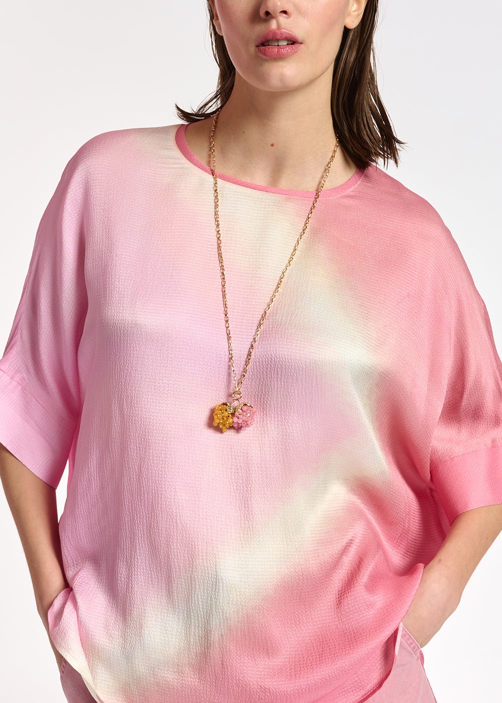 Light pink boxy tie-dye print top RE—SSENTIEL | Essentiel second hand