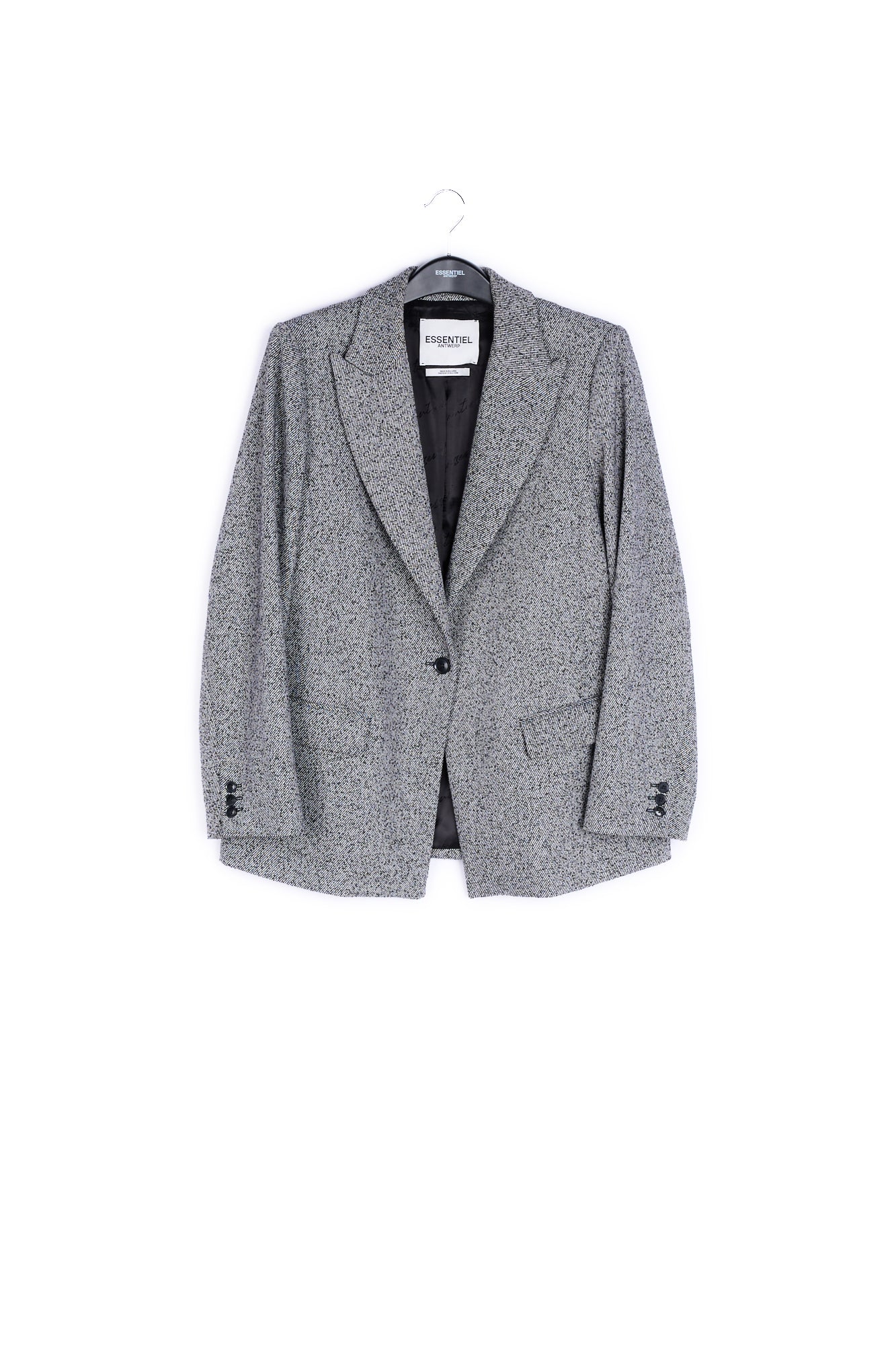 Grey mélange straight-fit blazer RE—SSENTIEL | Essentiel second hand