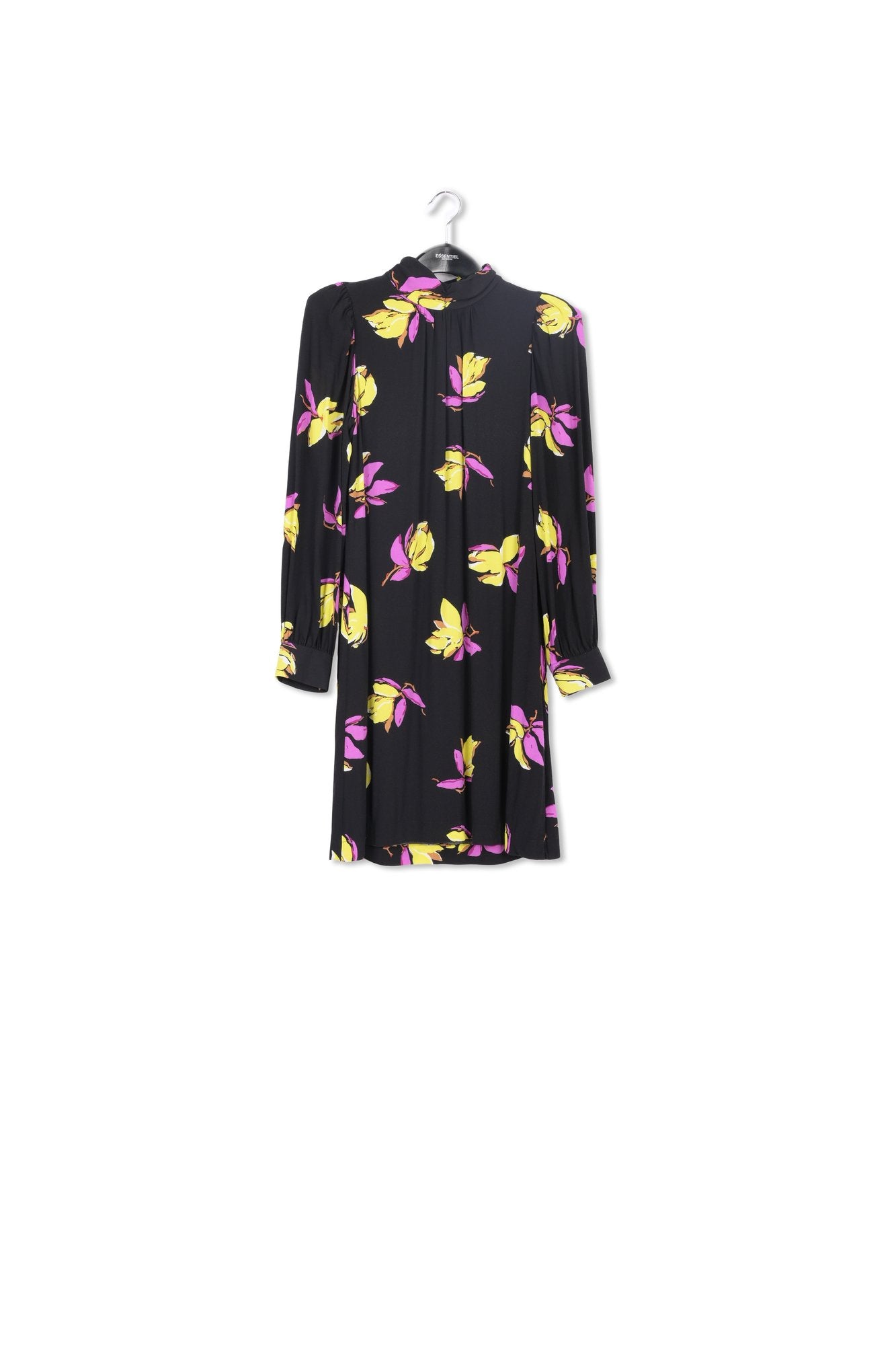 Black floral-printed mini dress RE—SSENTIEL | Essentiel second hand
