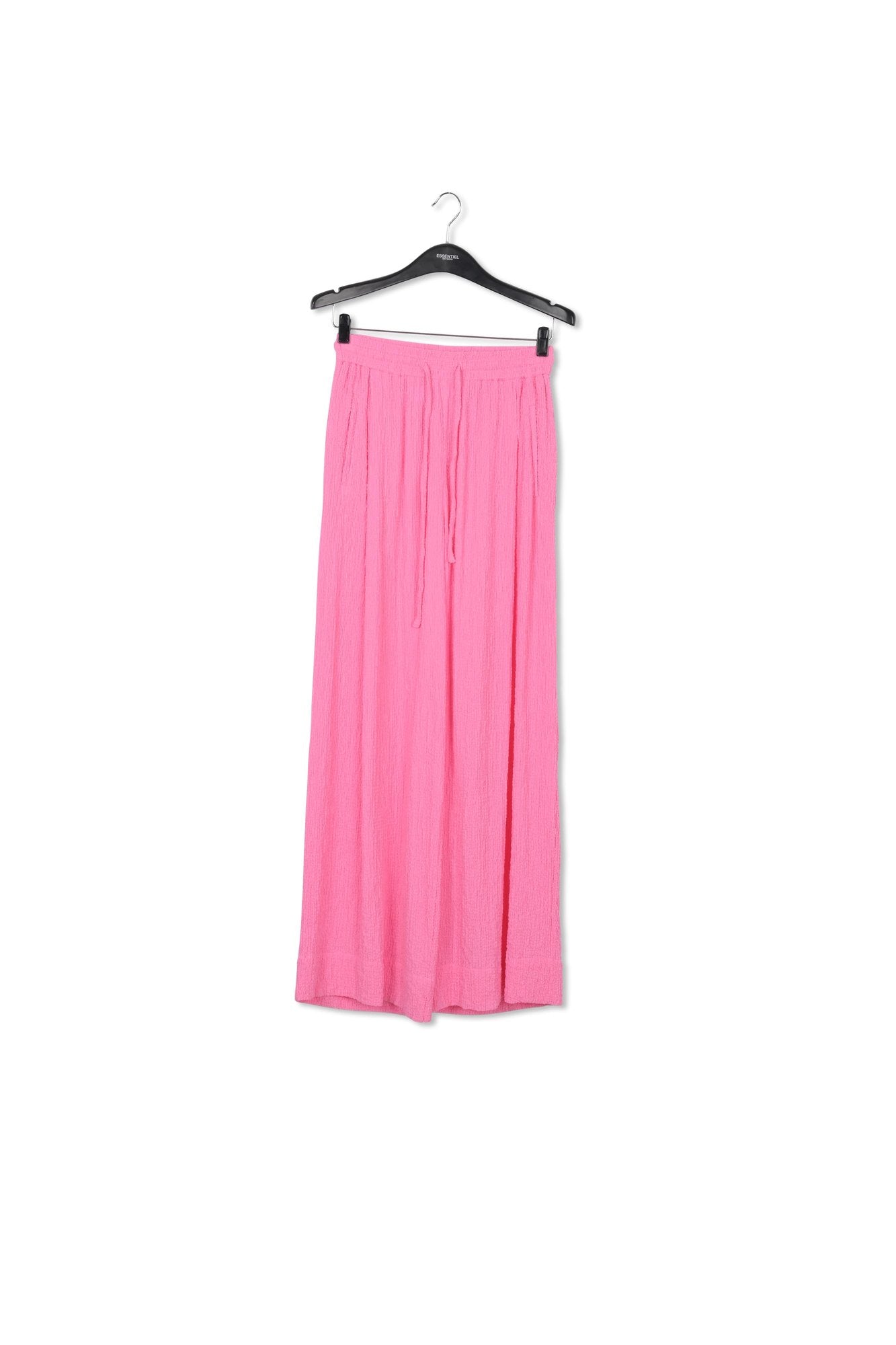 Pink wide-leg seersucker pants RE—SSENTIEL | Essentiel second hand