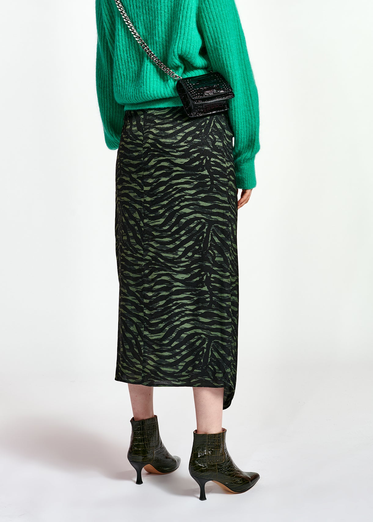 Khaki and black wrap effect long pencil skirt RE—SSENTIEL | Essentiel second hand