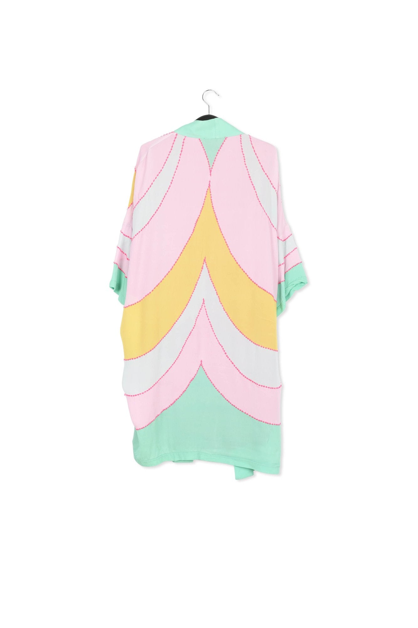 Yellow, pink and light blue kimono with embroideries RE—SSENTIEL | Essentiel second hand