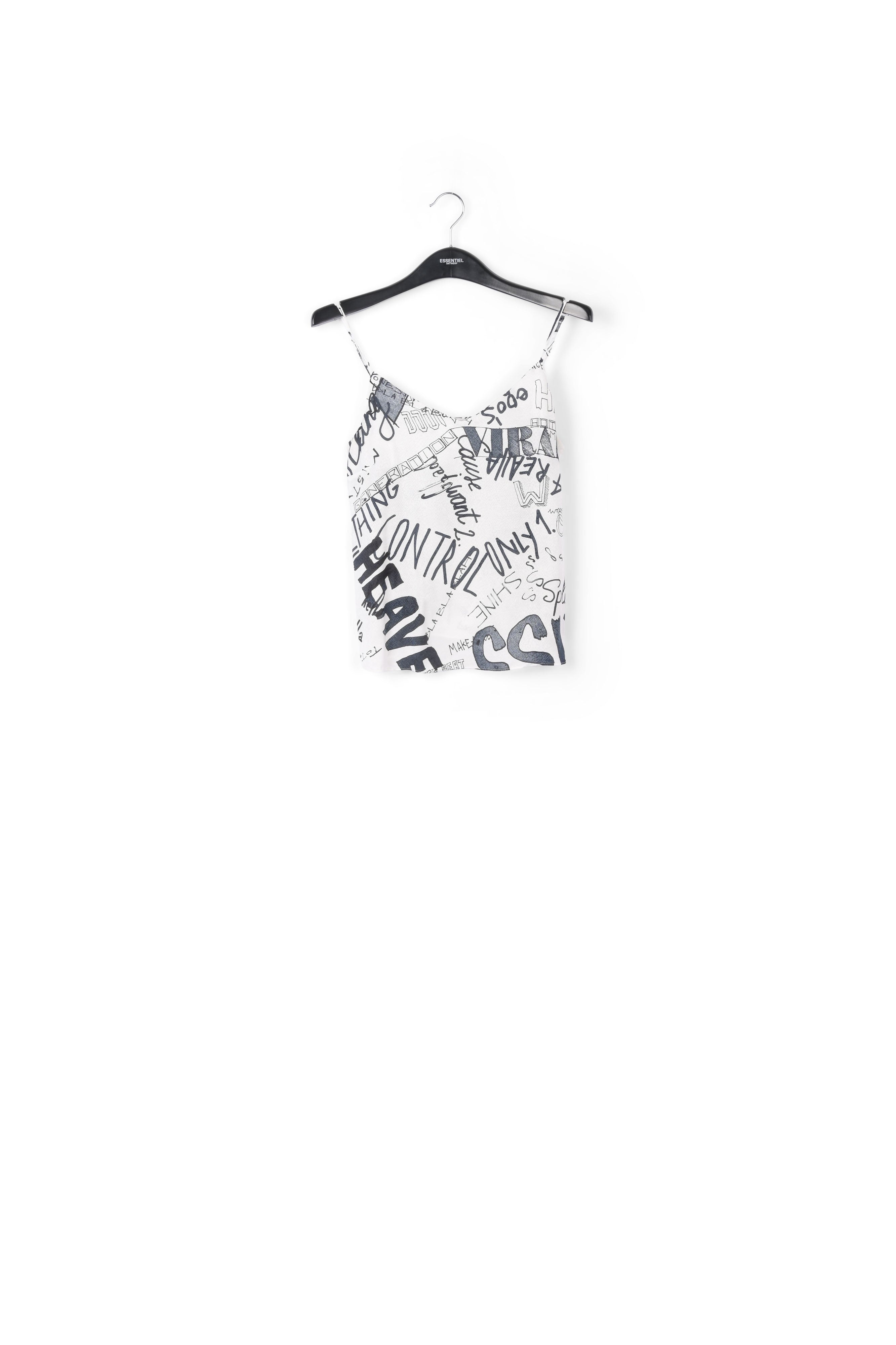 Off-white and black graffiti-print camisole RE—SSENTIEL | Essentiel second hand