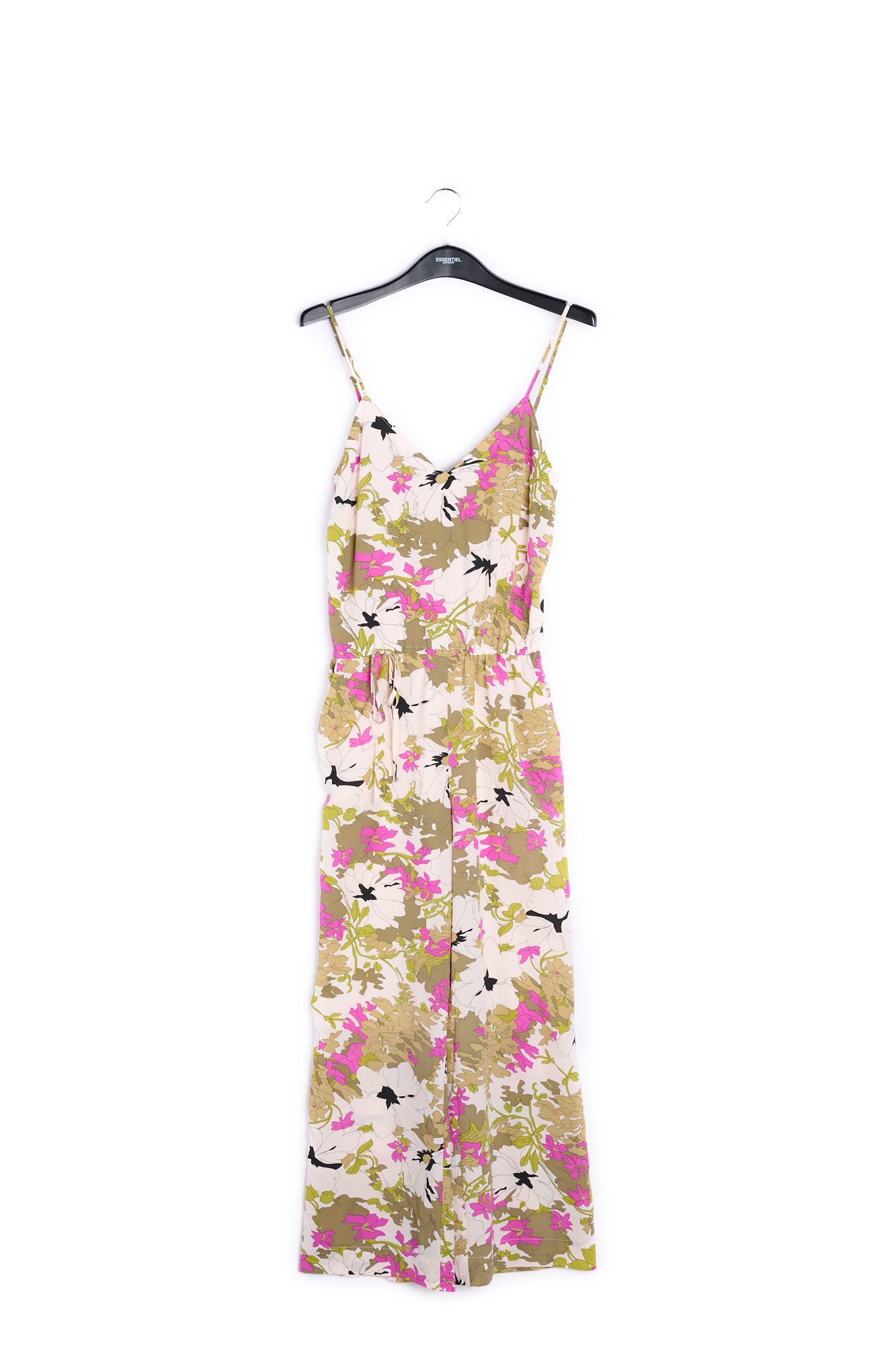 White, pink and khaki green floral jumpsuit RE—SSENTIEL | Essentiel second hand