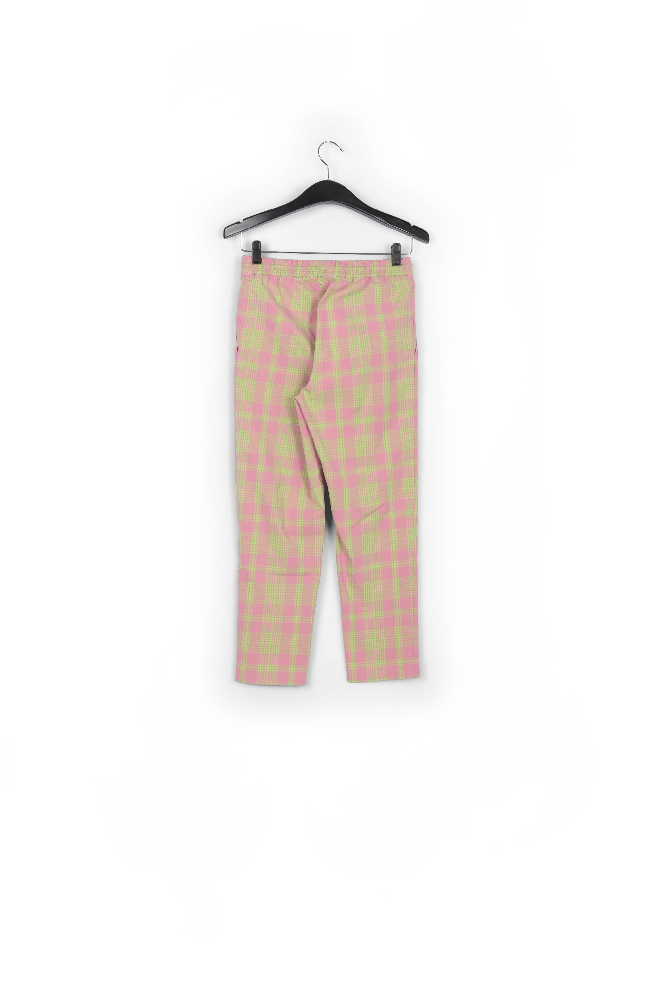 Dusty pink plaid cotton-blend pants RE—SSENTIEL | Essentiel second hand