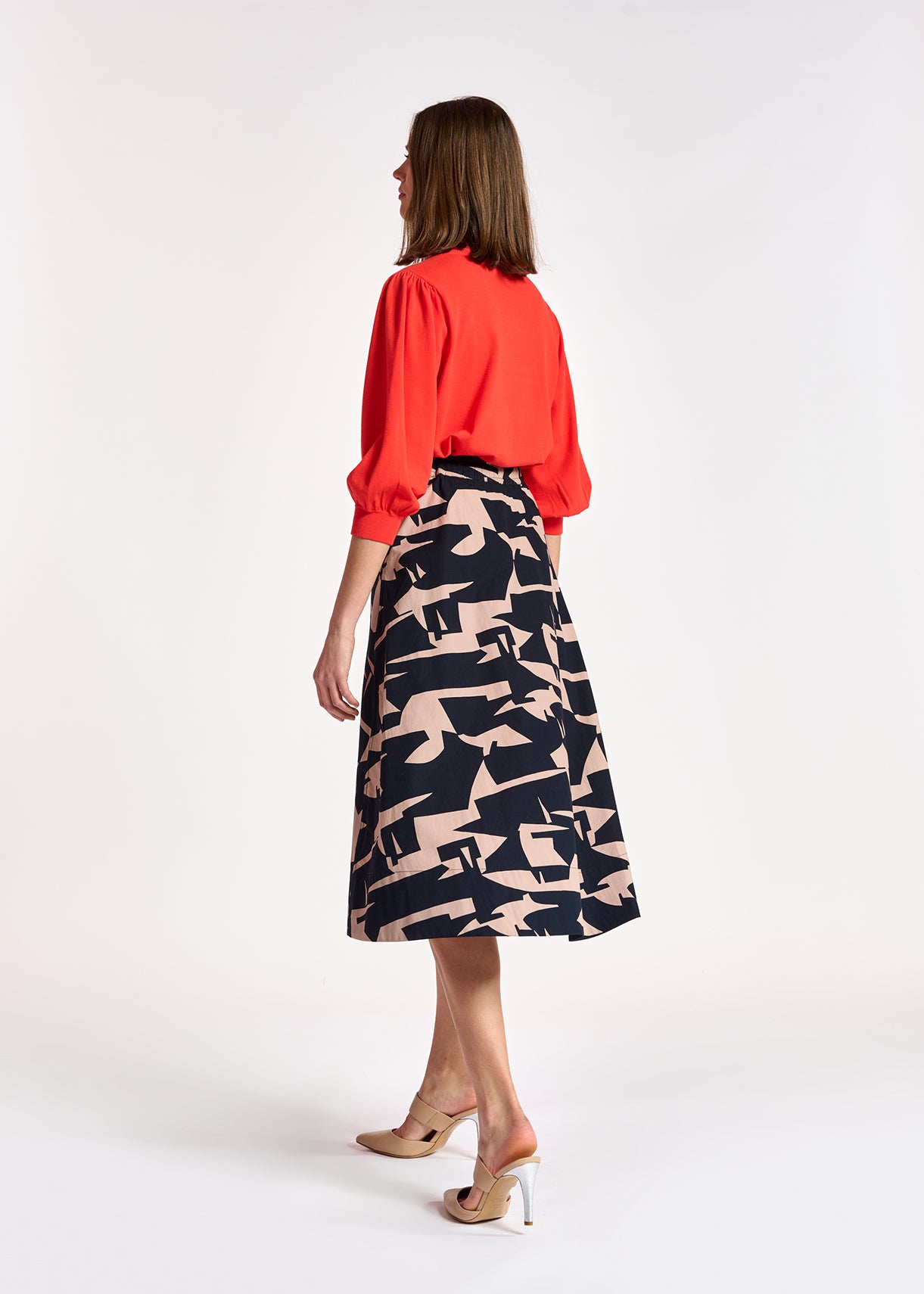 Red knit sweater with puffed shoulders RE—SSENTIEL | Essentiel second hand