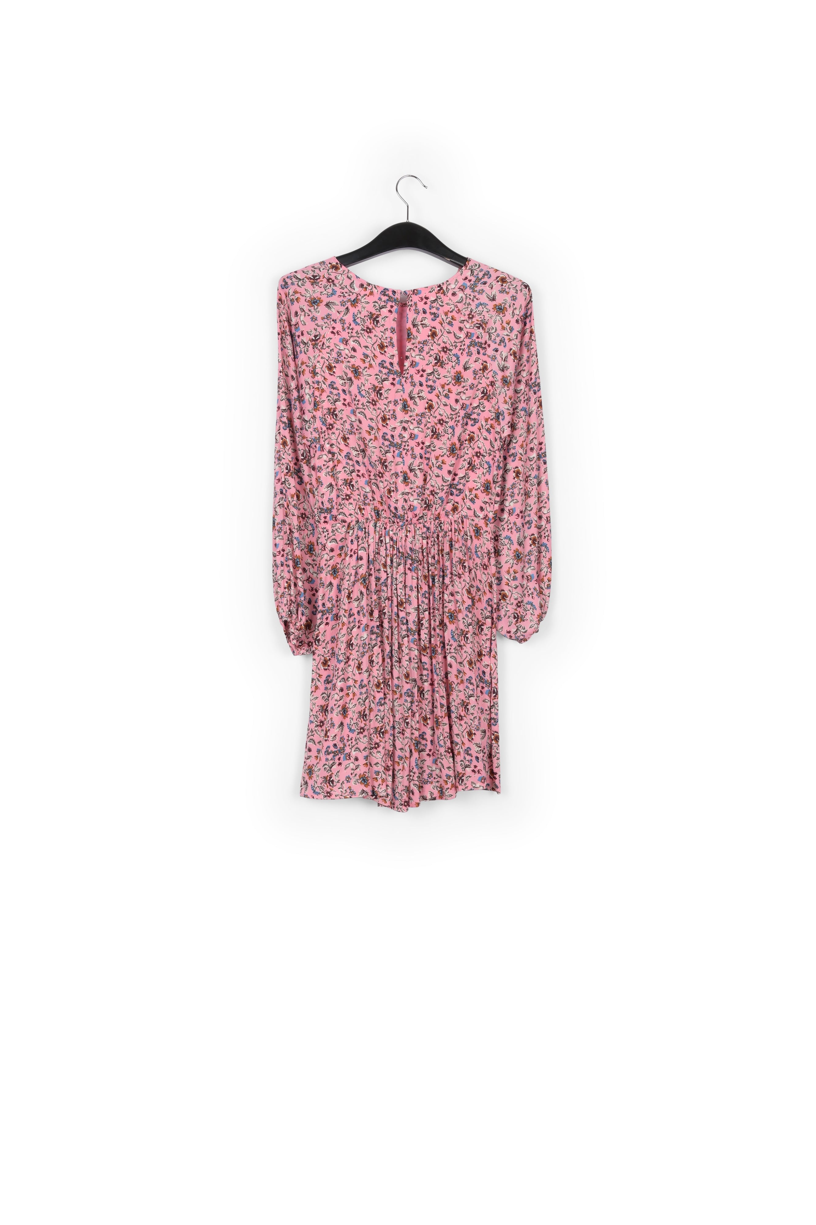Pink long-sleeved mini dress with flower print RE—SSENTIEL | Essentiel second hand
