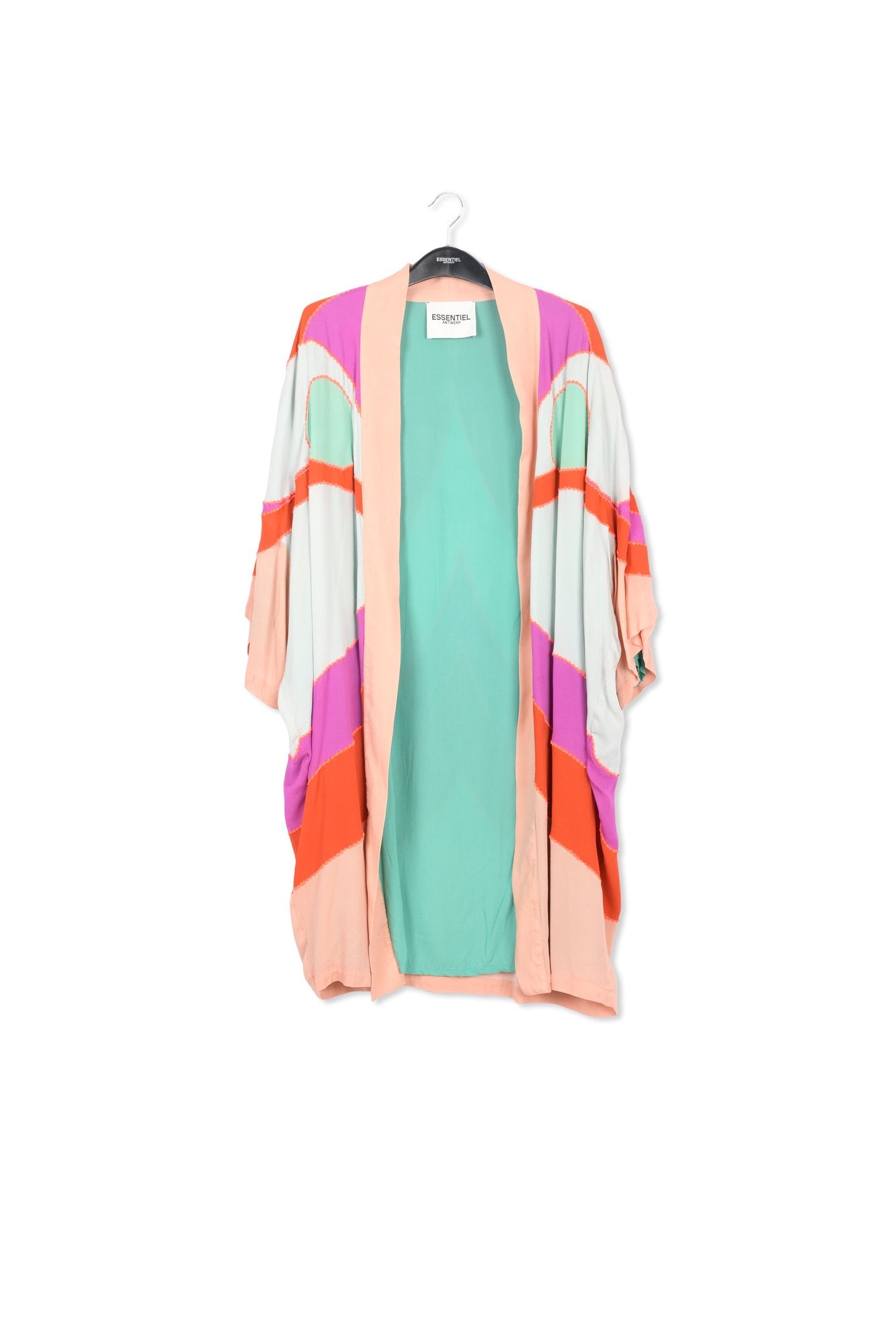 Kimono rouge, pourpre et bleu avec broderies RE—SSENTIEL | Essentiel second hand