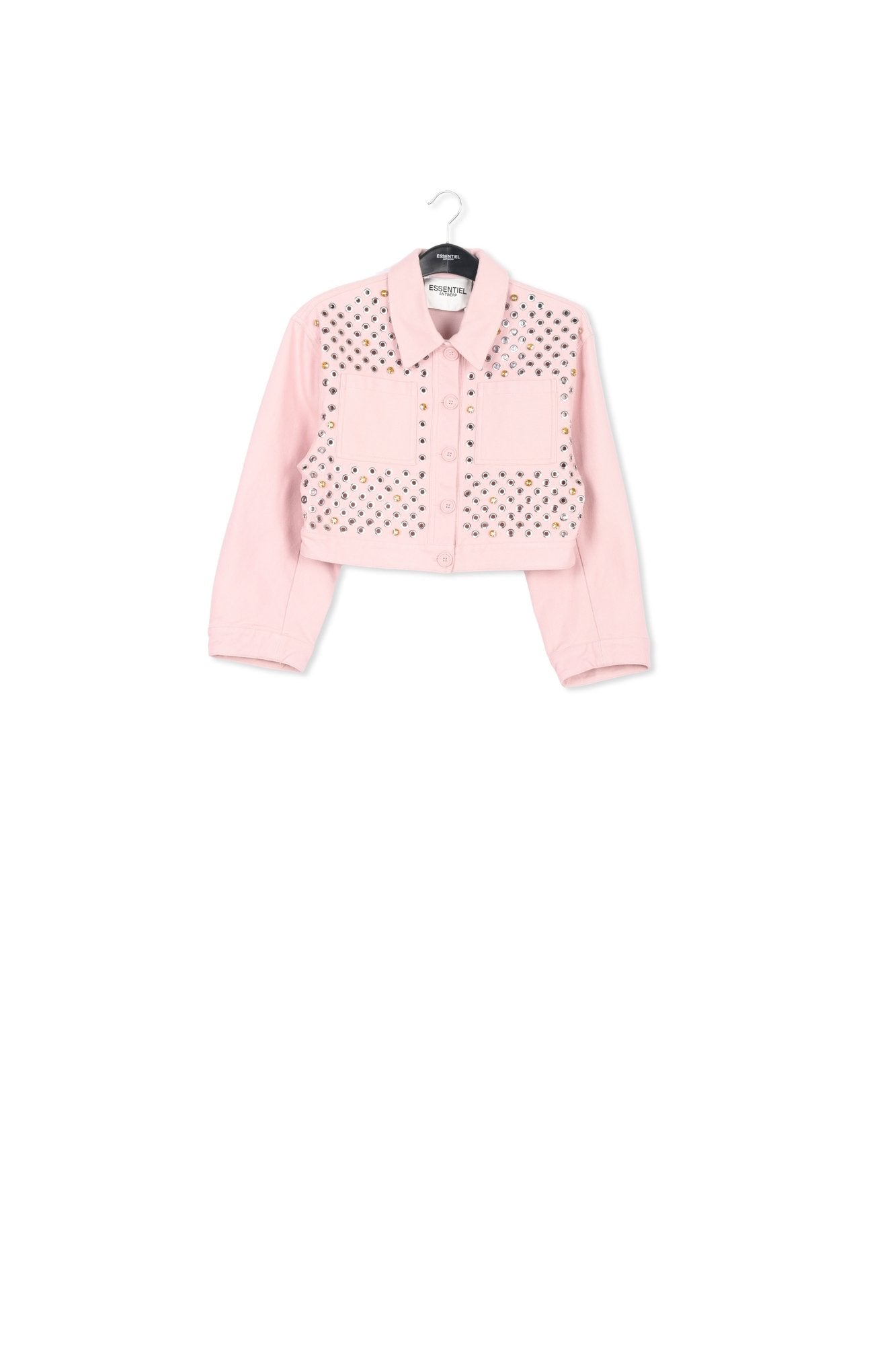 Light pink cotton canvas jacket with embellishments RE—SSENTIEL | Essentiel second hand