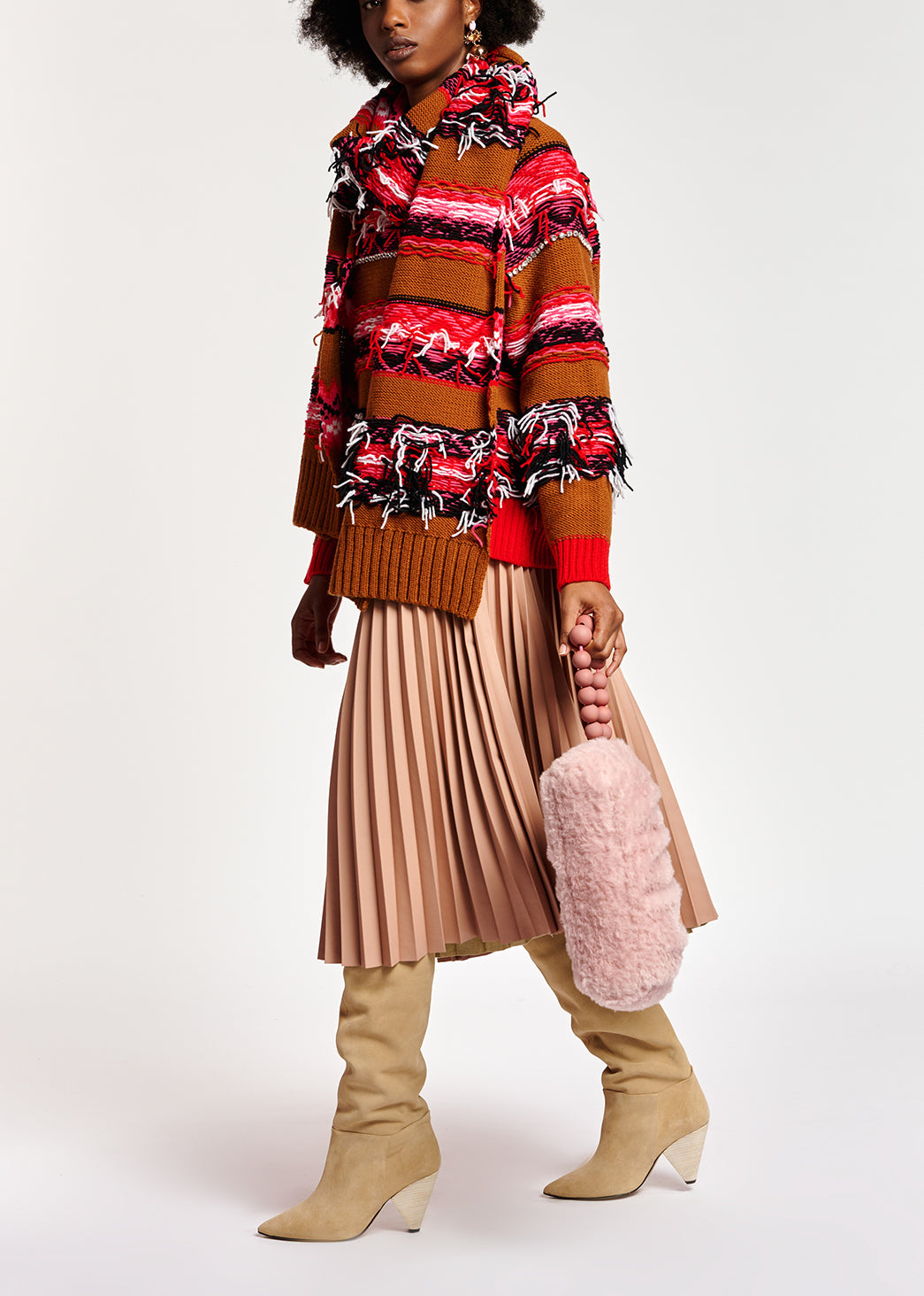 Pull à  l'envers camel, rouge et blanc RE—SSENTIEL | Essentiel second hand