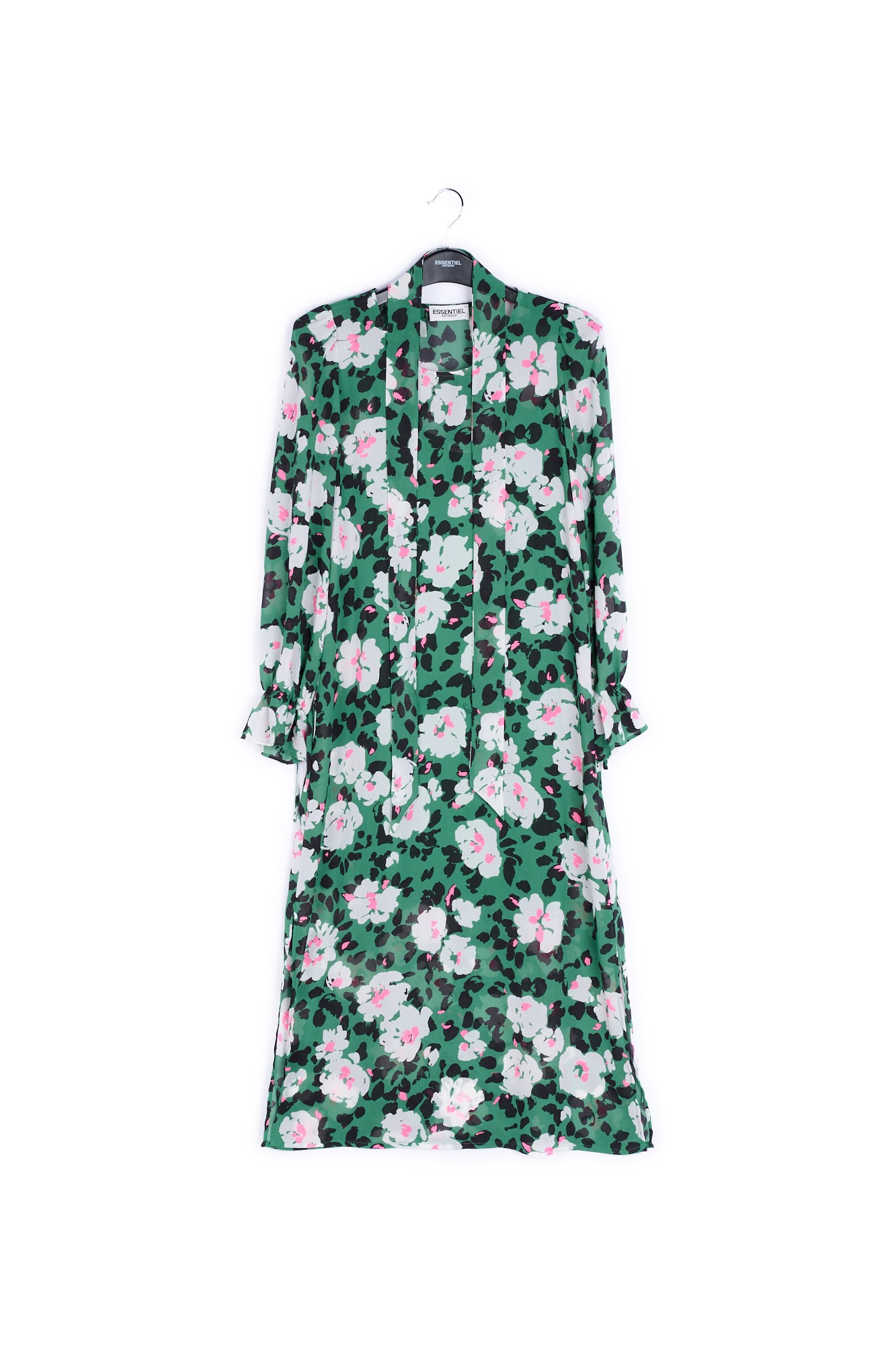 Robe midi verte à fleurs avec ceinture RE—SSENTIEL | Essentiel second hand