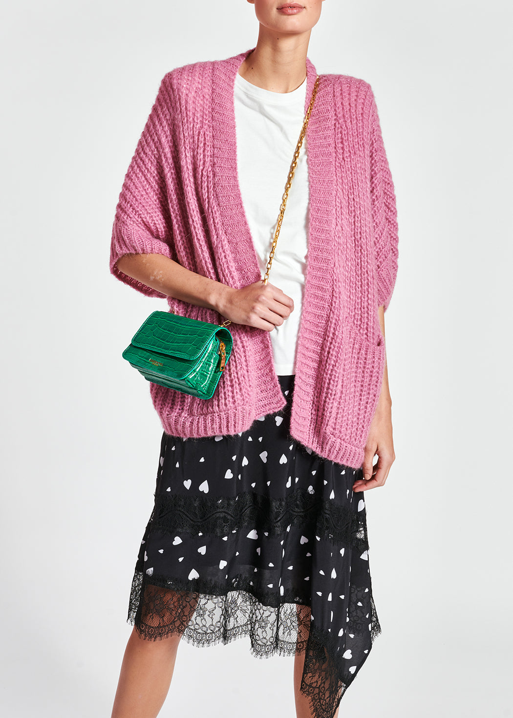 Pink mohair-blend cardigan RE—SSENTIEL | Essentiel second hand