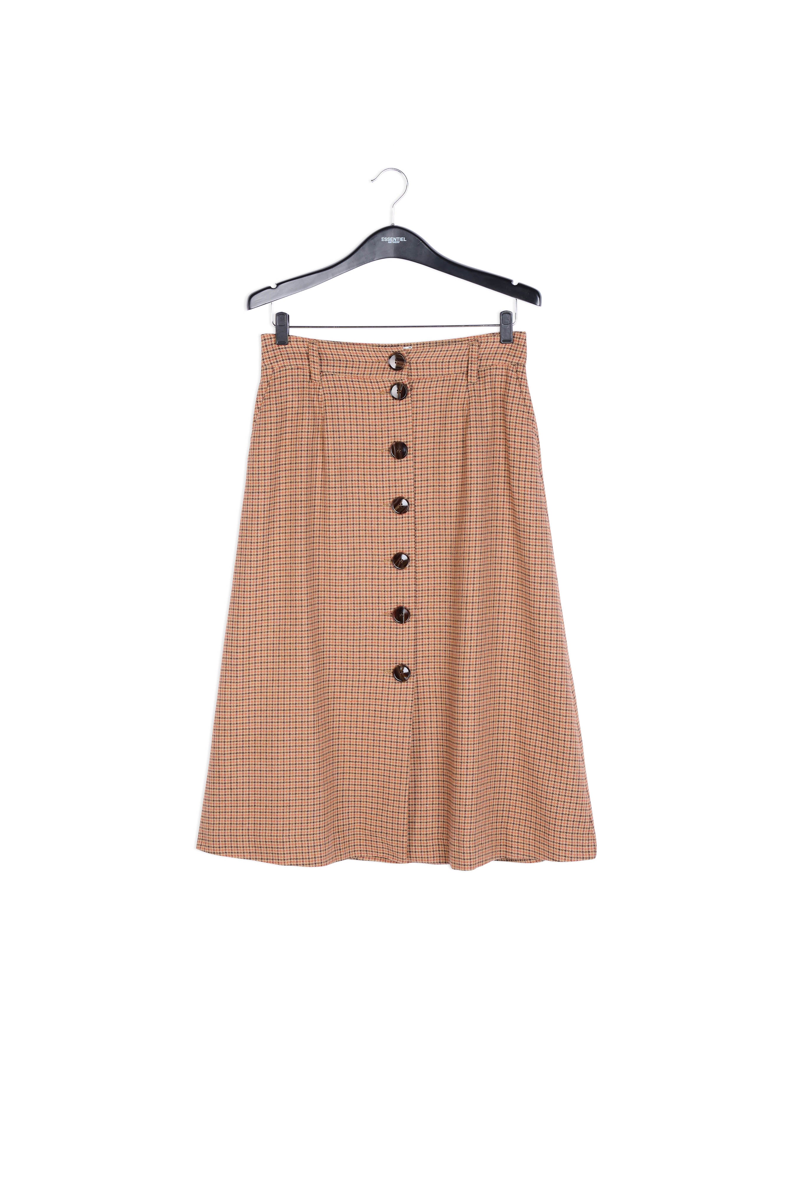Brown check midi-length skirt RE—SSENTIEL | Essentiel second hand