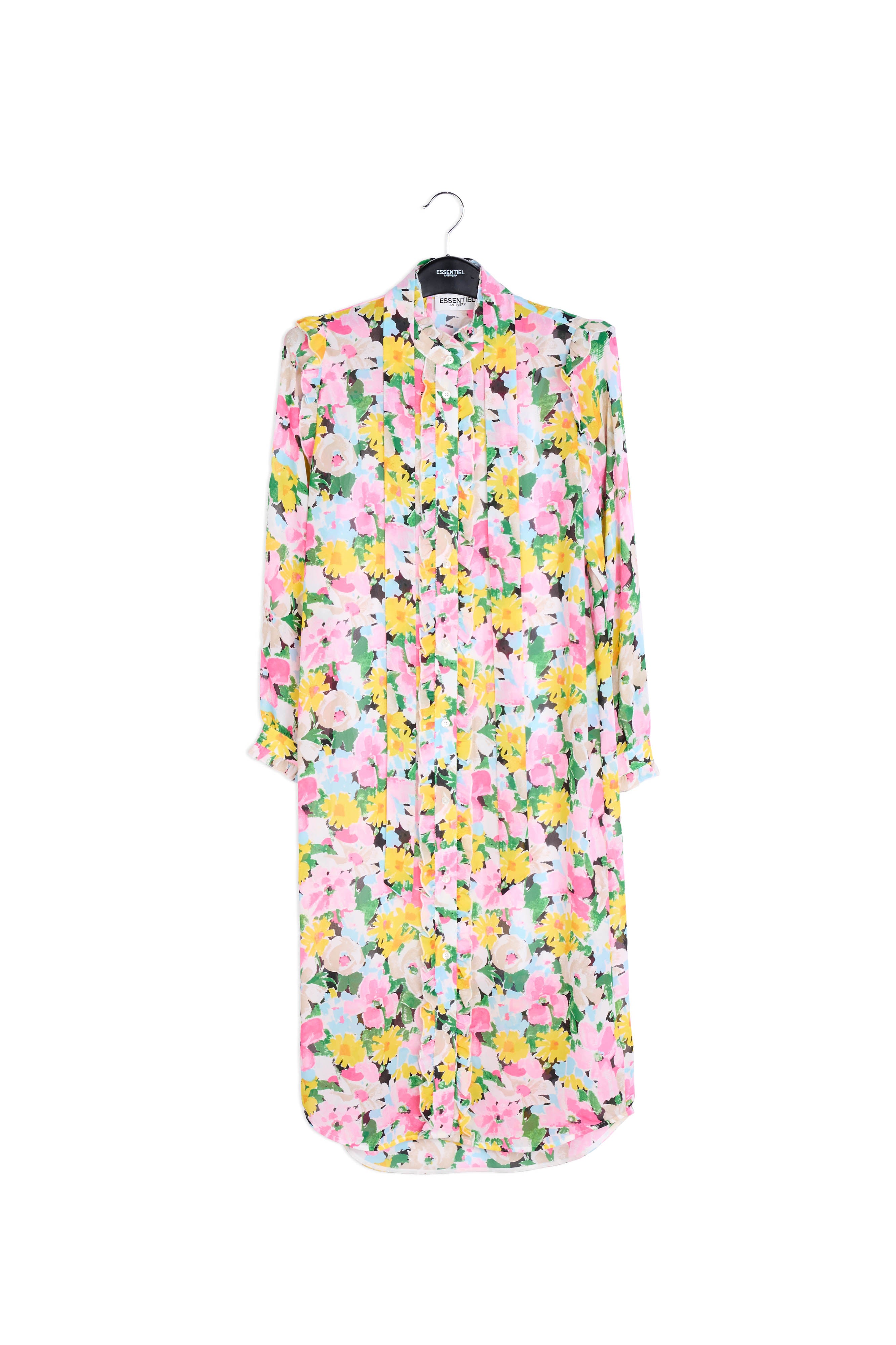 Colorful floral ruffle-detailed shirt dress RE—SSENTIEL | Essentiel second hand