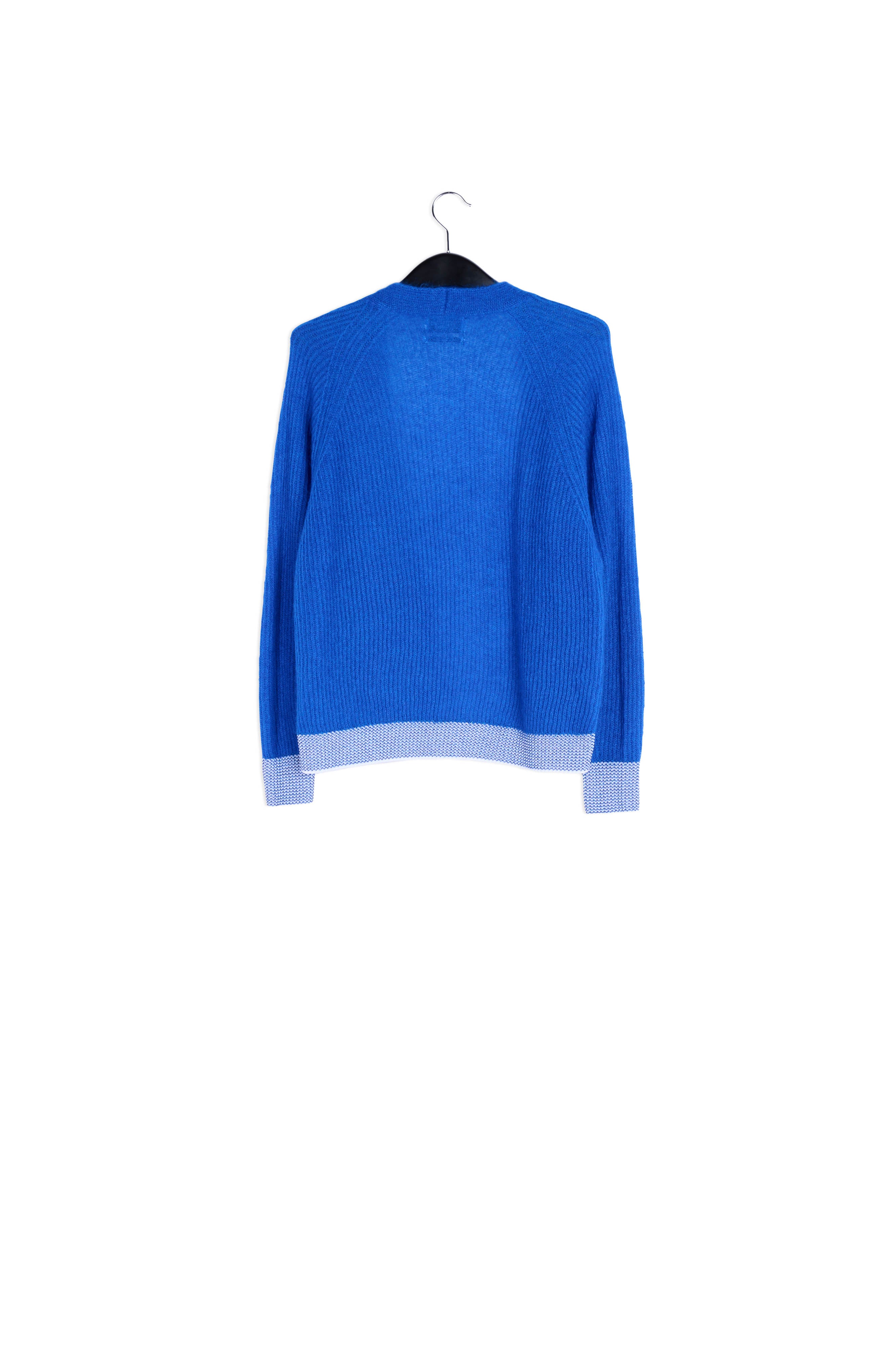 Turquoise ribbed open cardigan with accentuated trims RE—SSENTIEL | Essentiel second hand