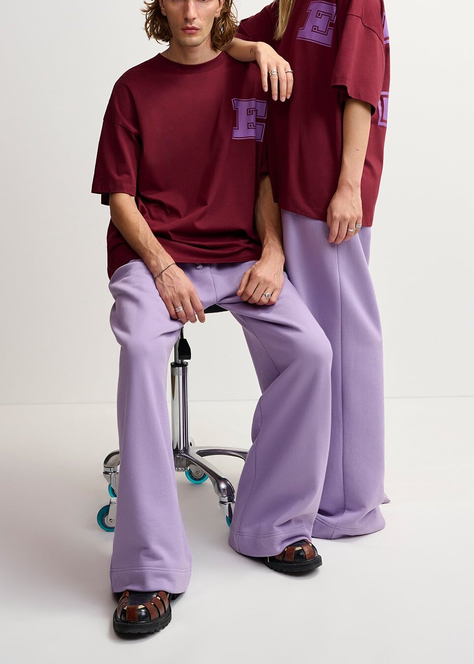 Lilac wide-leg cotton-jersey sweatpants RE—SSENTIEL | Essentiel second hand