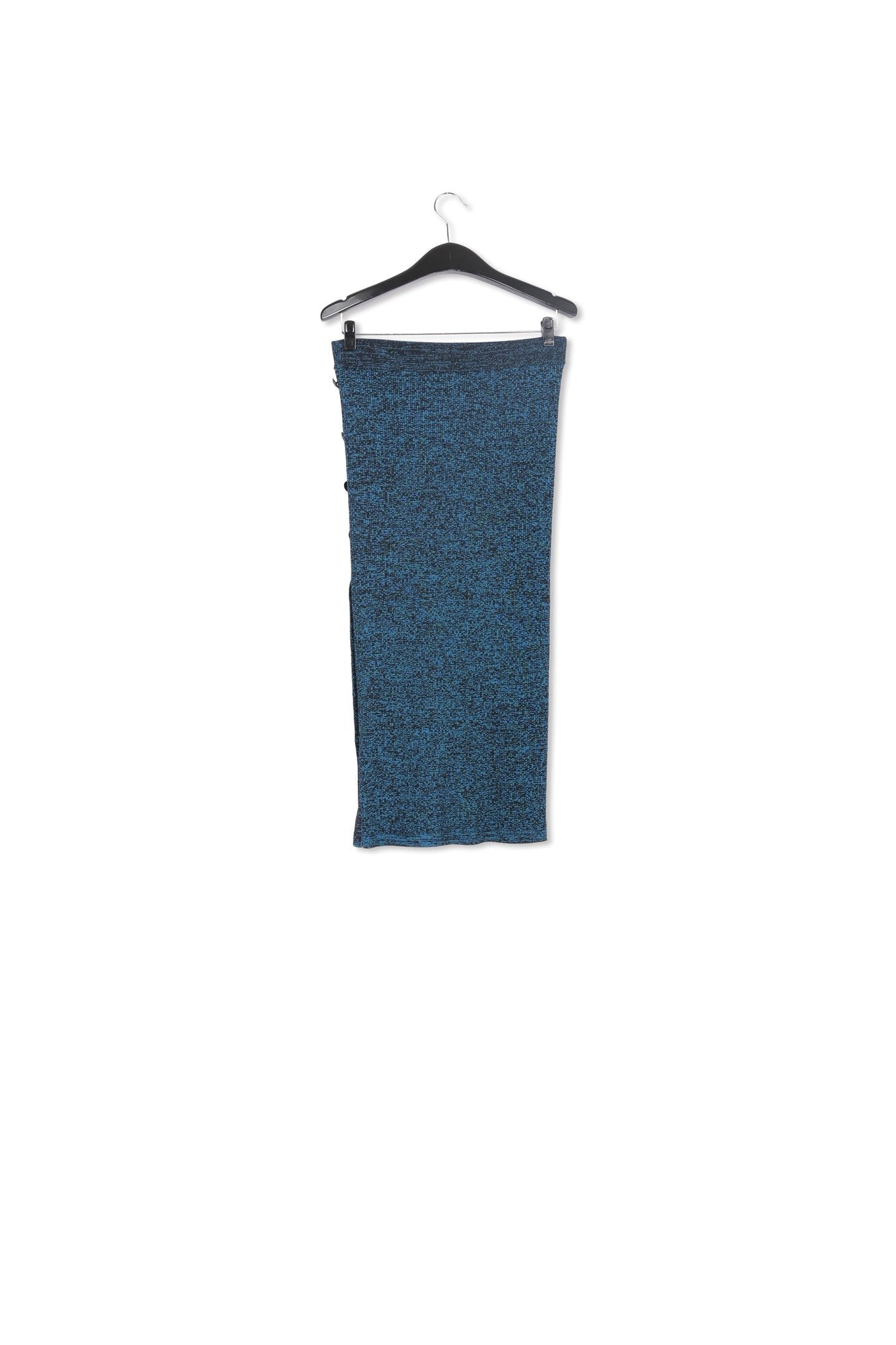 Blue and black mélange ribbed-knit midi skirt RE—SSENTIEL | Essentiel second hand