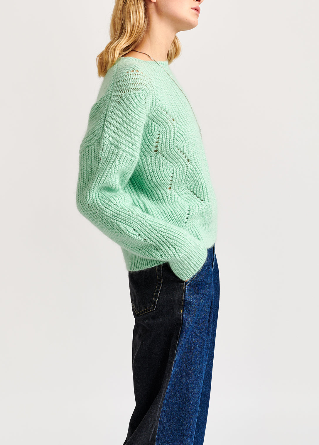 Mint green ribbed mohair-blend sweater RE—SSENTIEL | Essentiel second hand