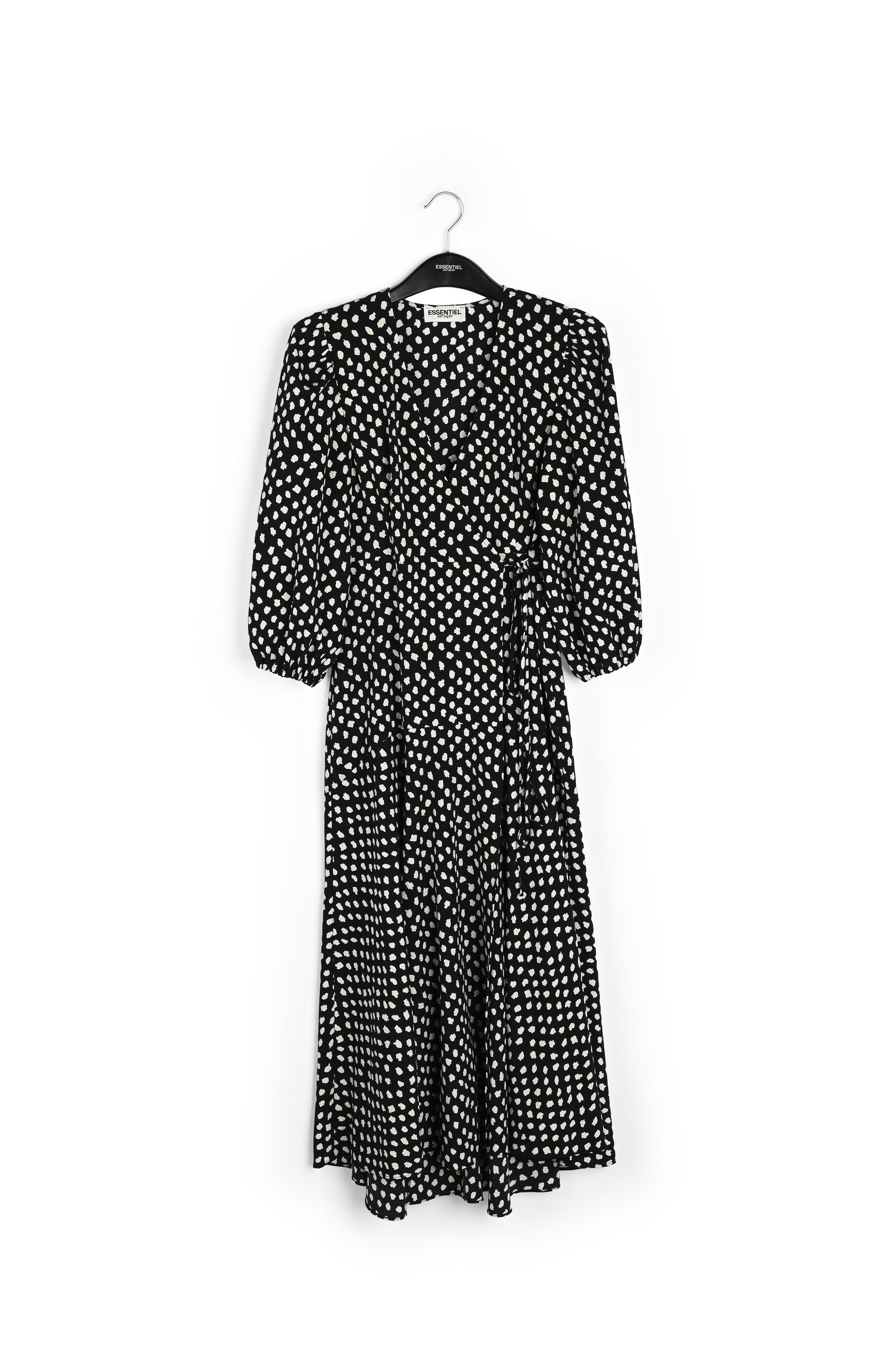 Black polka dot wrap maxi dress RE—SSENTIEL | Essentiel second hand