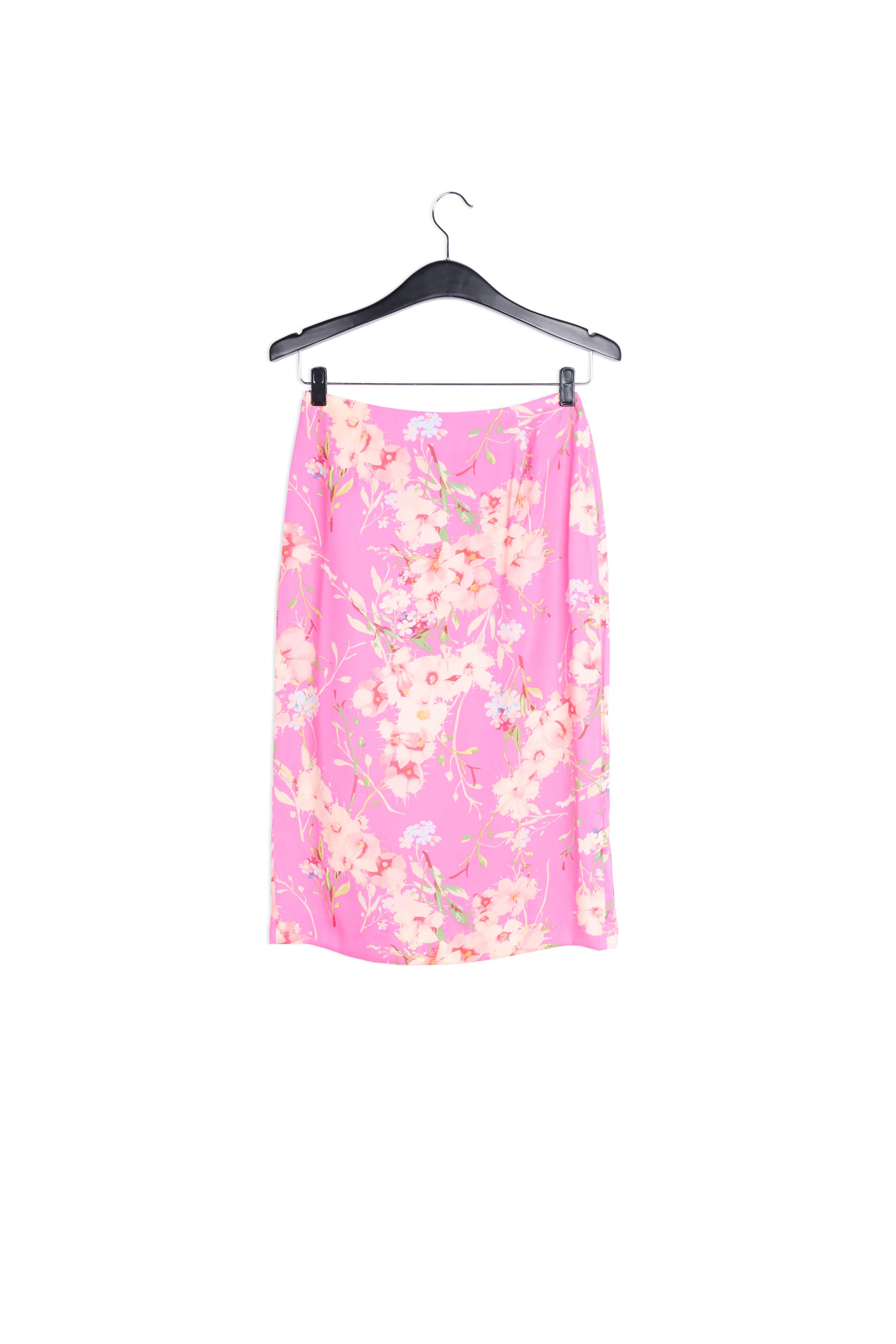 Pink floral skirt with swishy platted panel RE—SSENTIEL | Essentiel second hand
