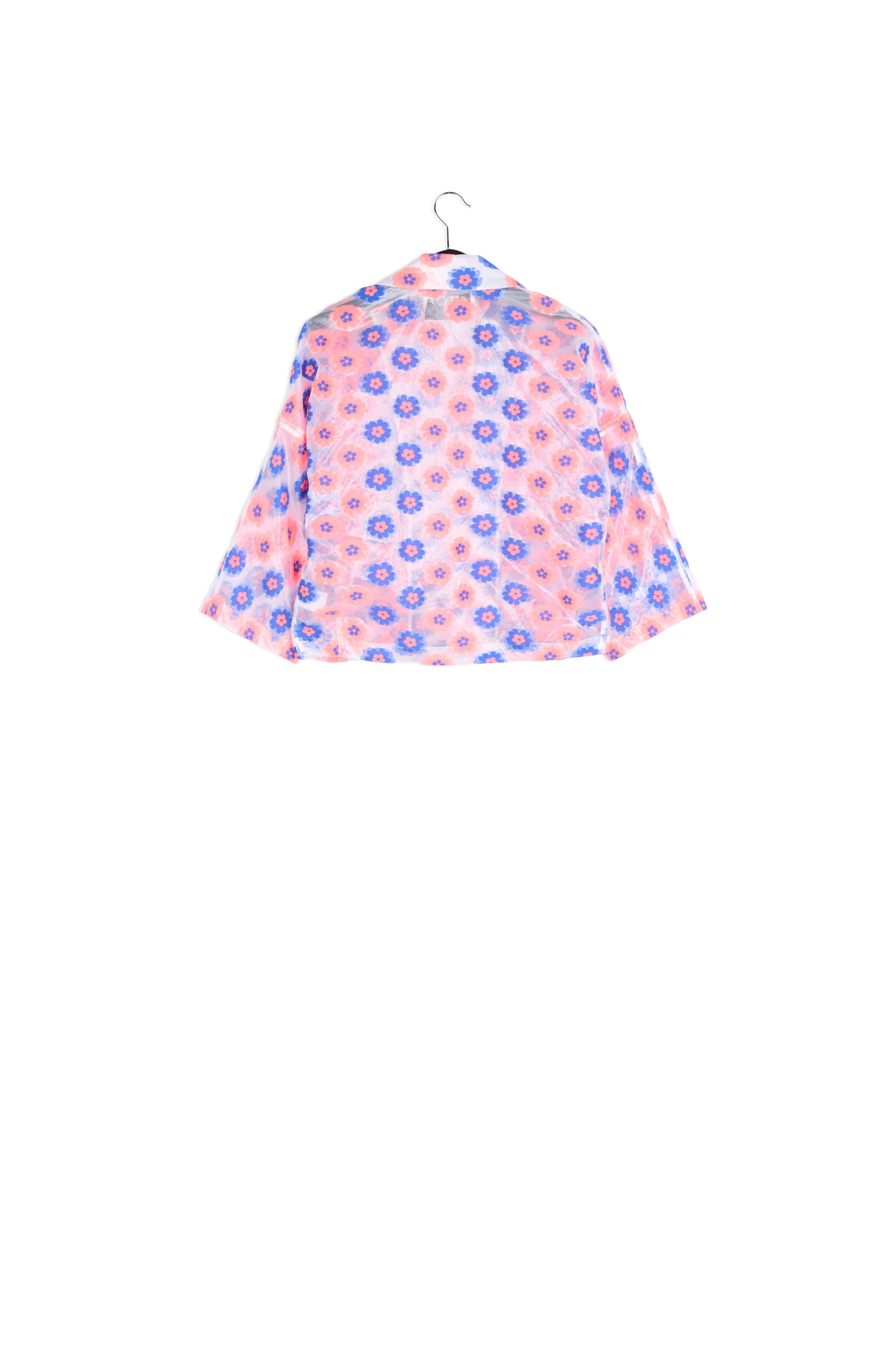 Veste transparente à fleurs rose fluo et bleu RE—SSENTIEL | Essentiel second hand
