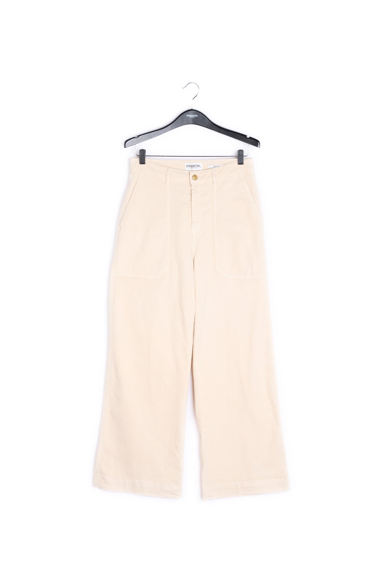White flared high wide leg pants. RE—SSENTIEL | Essentiel second hand